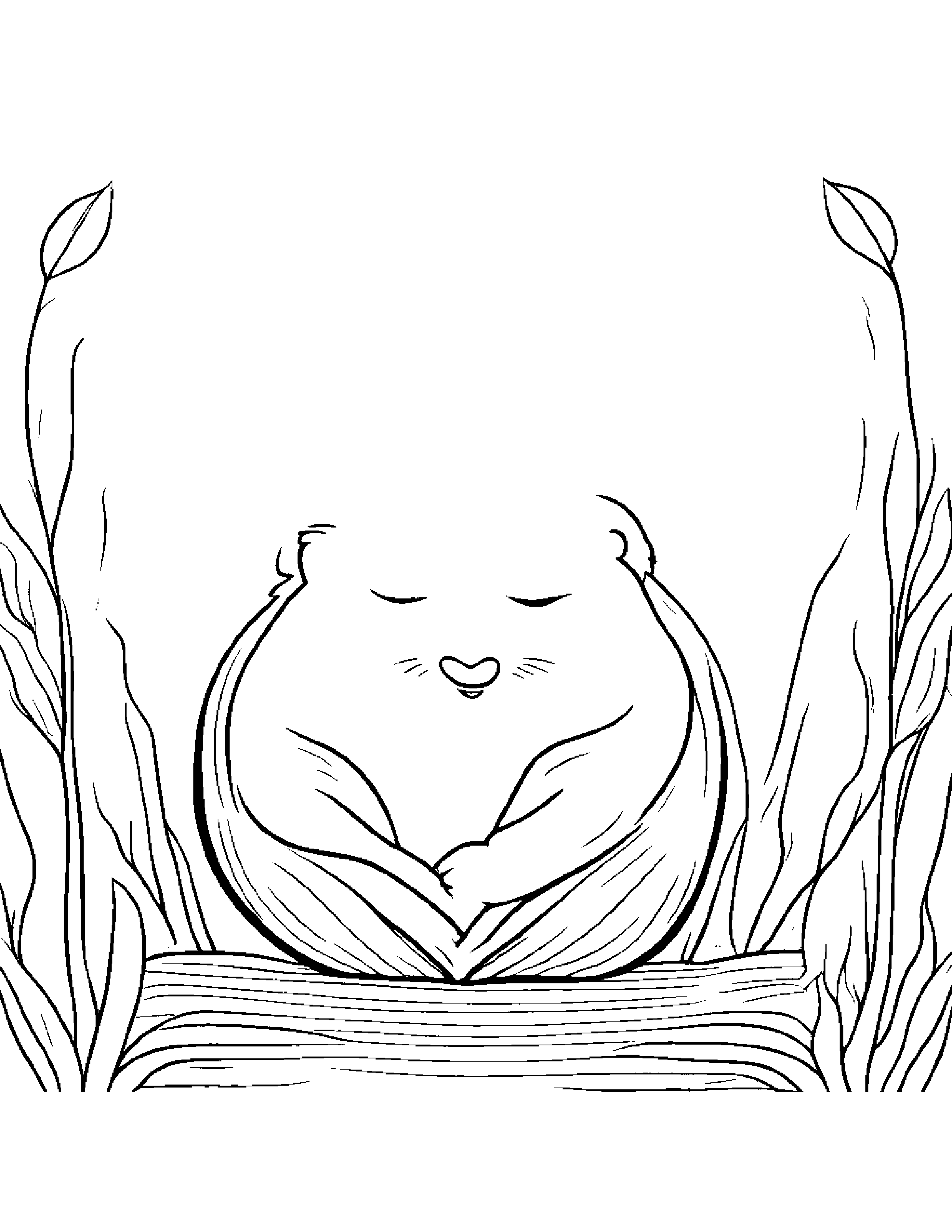 Sleepy Otter Hugging A Heart Coloring Page (Free Printable PDF)