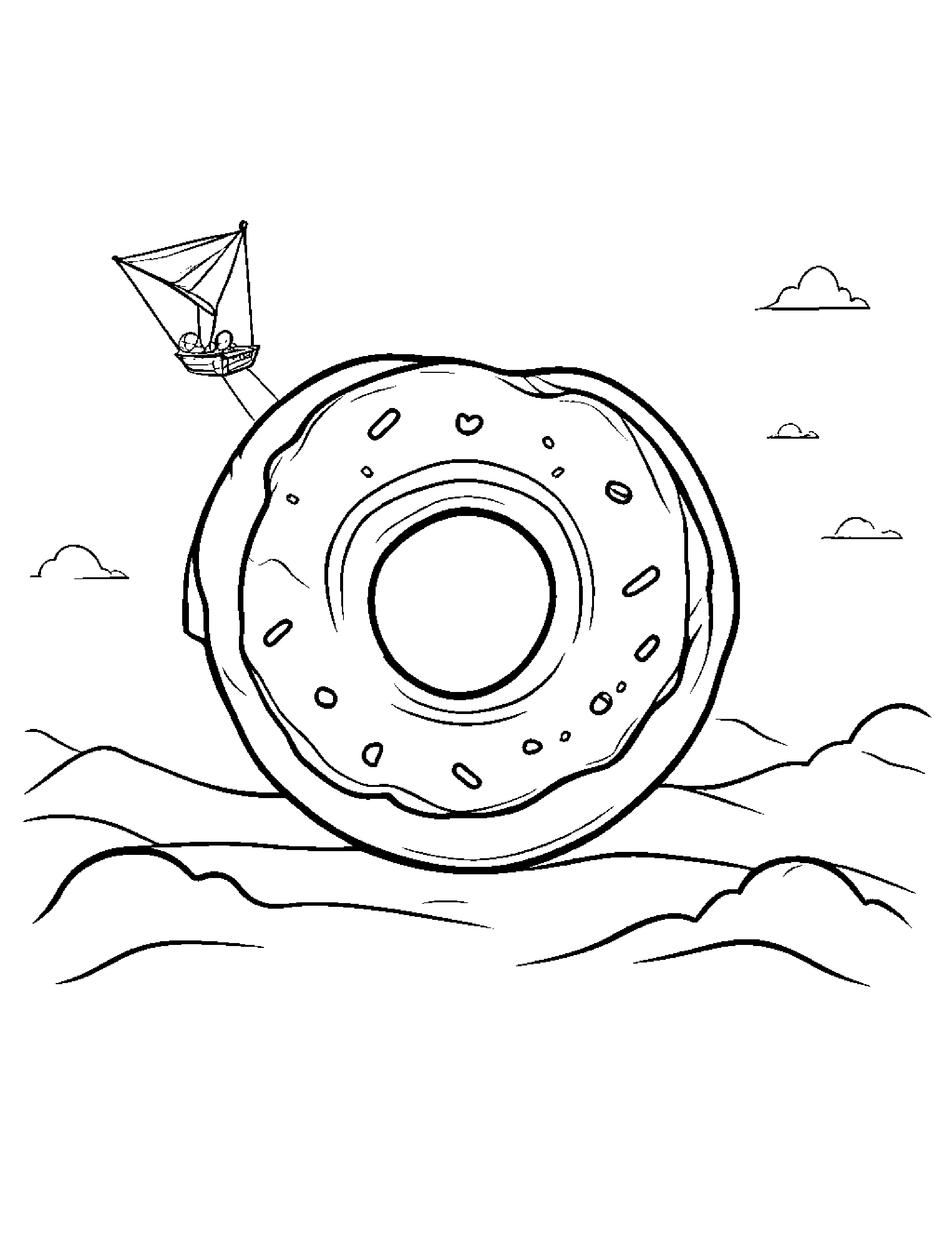 Tiny Donut With A Kite #2 Coloring Page (Free Printable PDF)