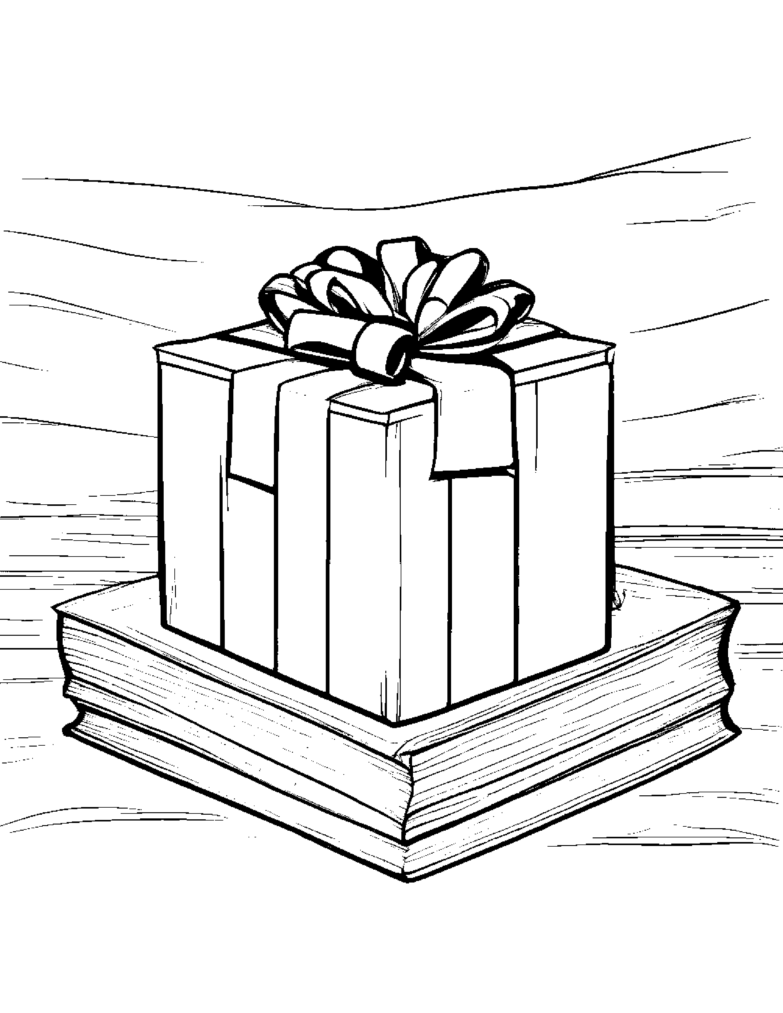 Gift Box Reading A Book Coloring Page (Free Printable PDF)