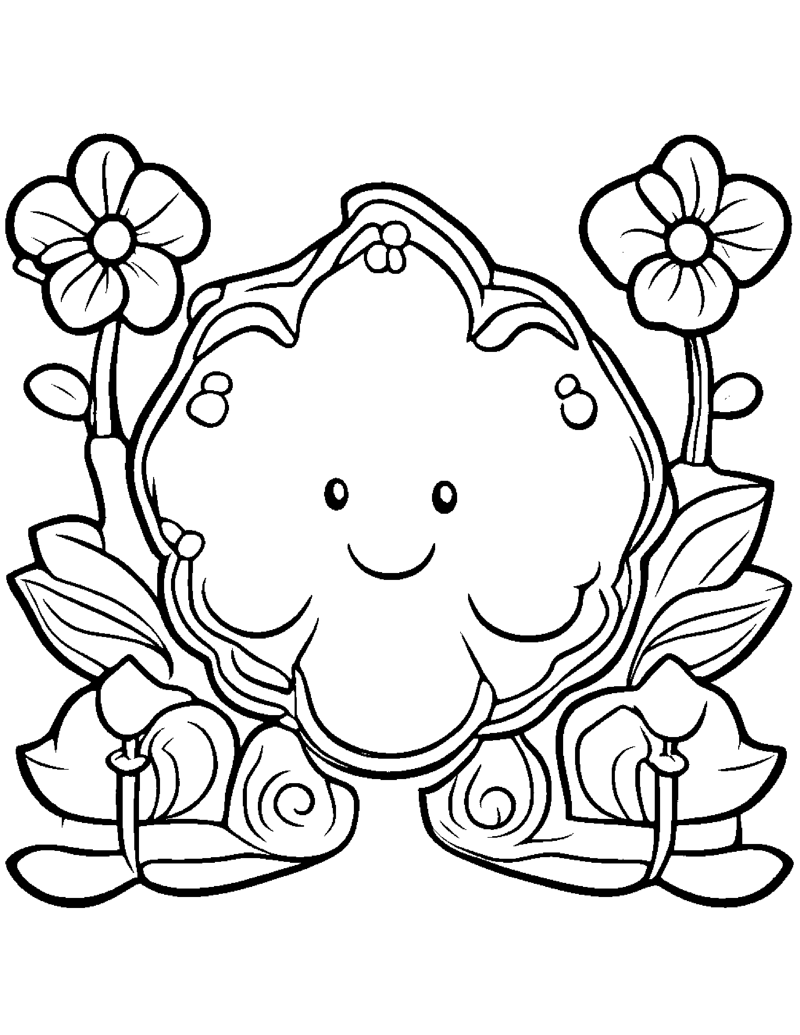 Gingerbread Cookie With A Flower Coloring Page (Free Printable PDF)