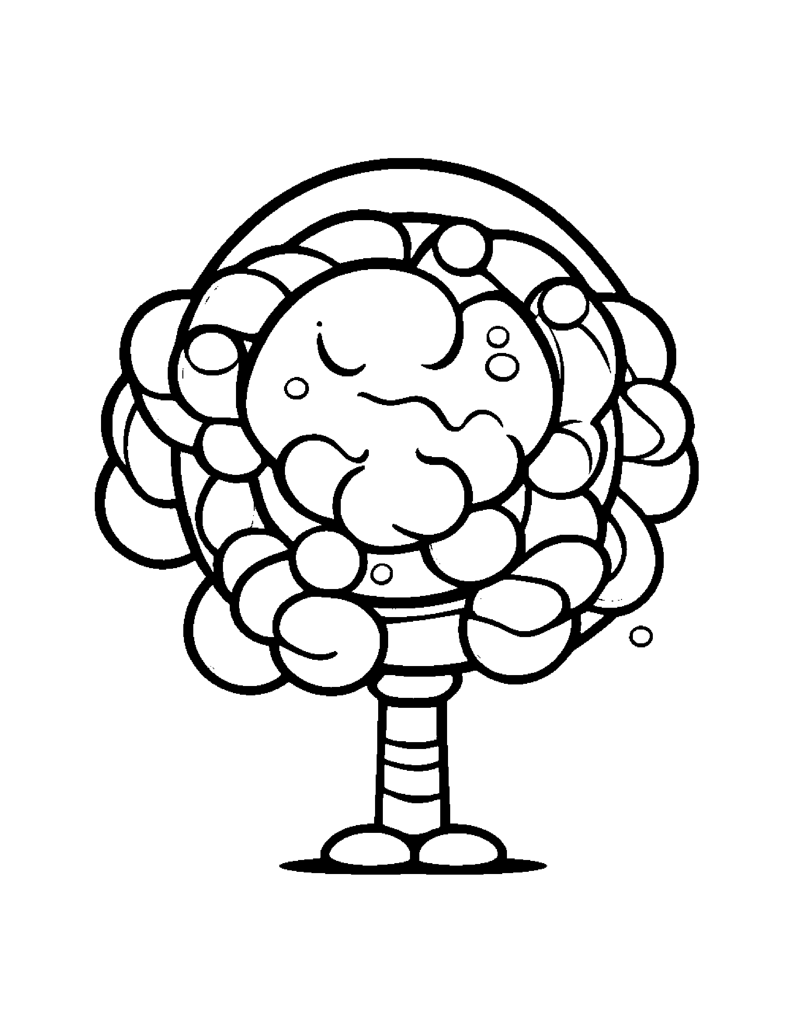 Happy Candy Cane Blowing Bubbles Coloring Page (Free Printable PDF)