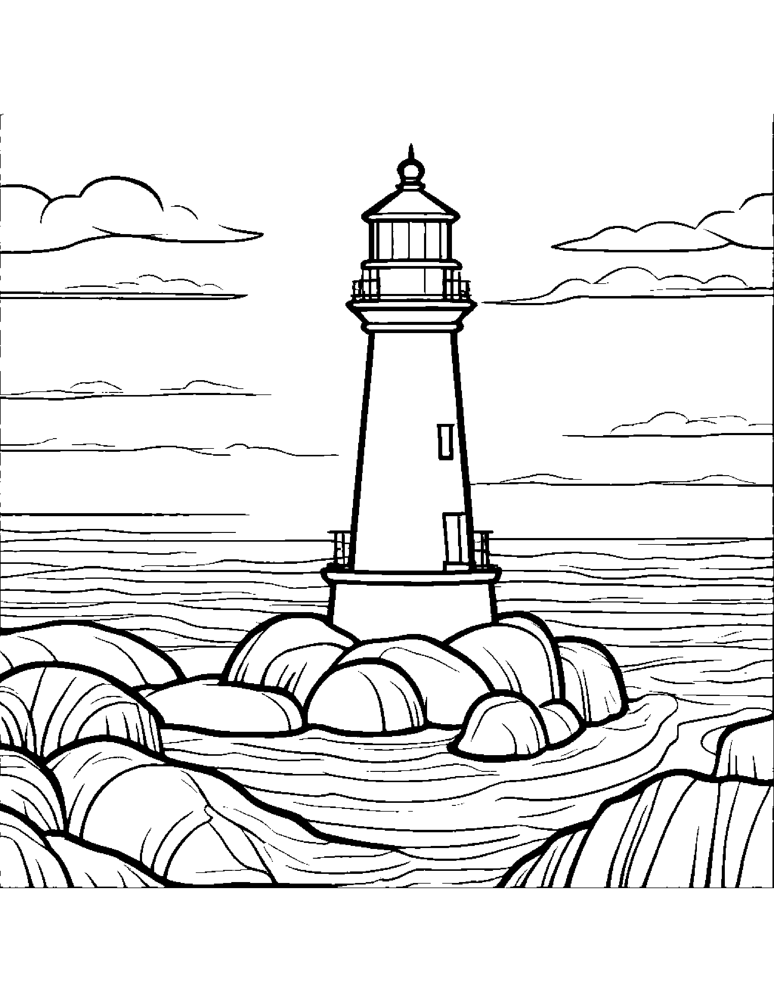 Little Lighthouse #2 Coloring Page (Free Printable PDF)