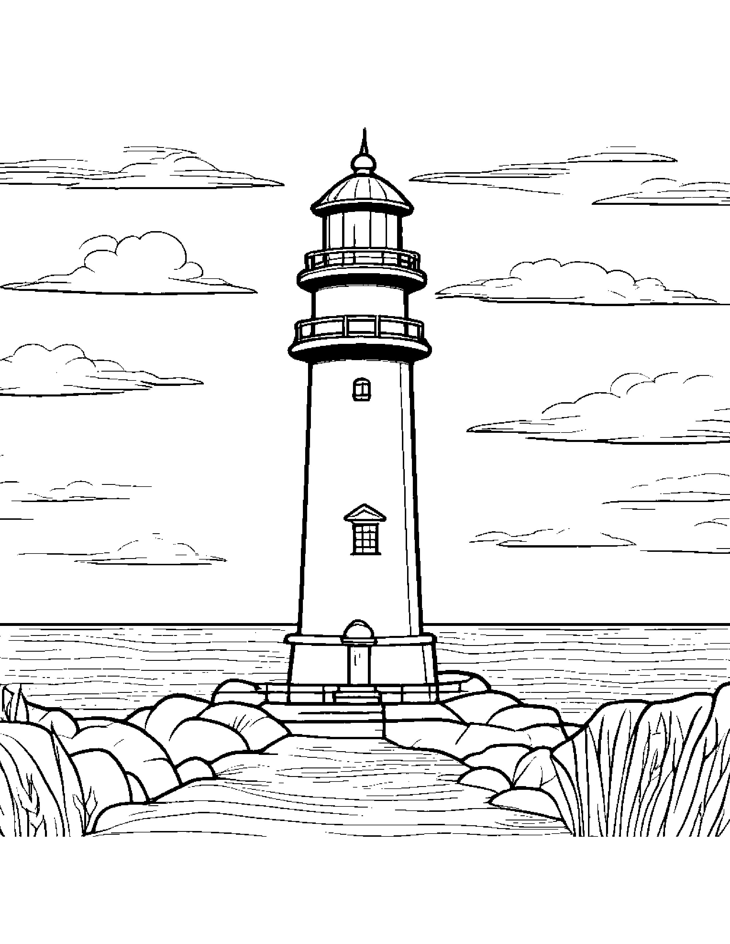 Little Lighthouse Coloring Page (Free Printable PDF)
