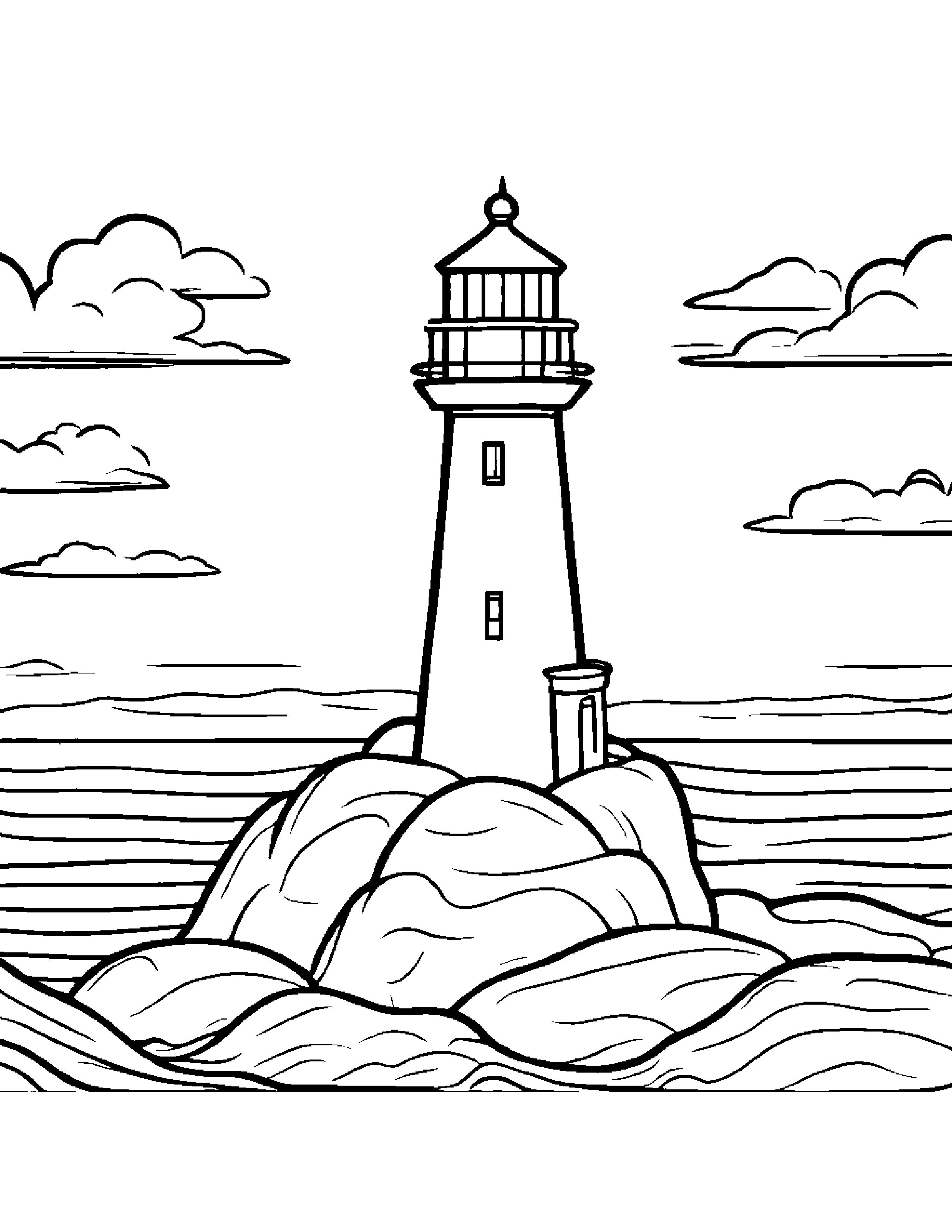 Kawaii Little Lighthouse #4 Coloring Page (Free Printable PDF)
