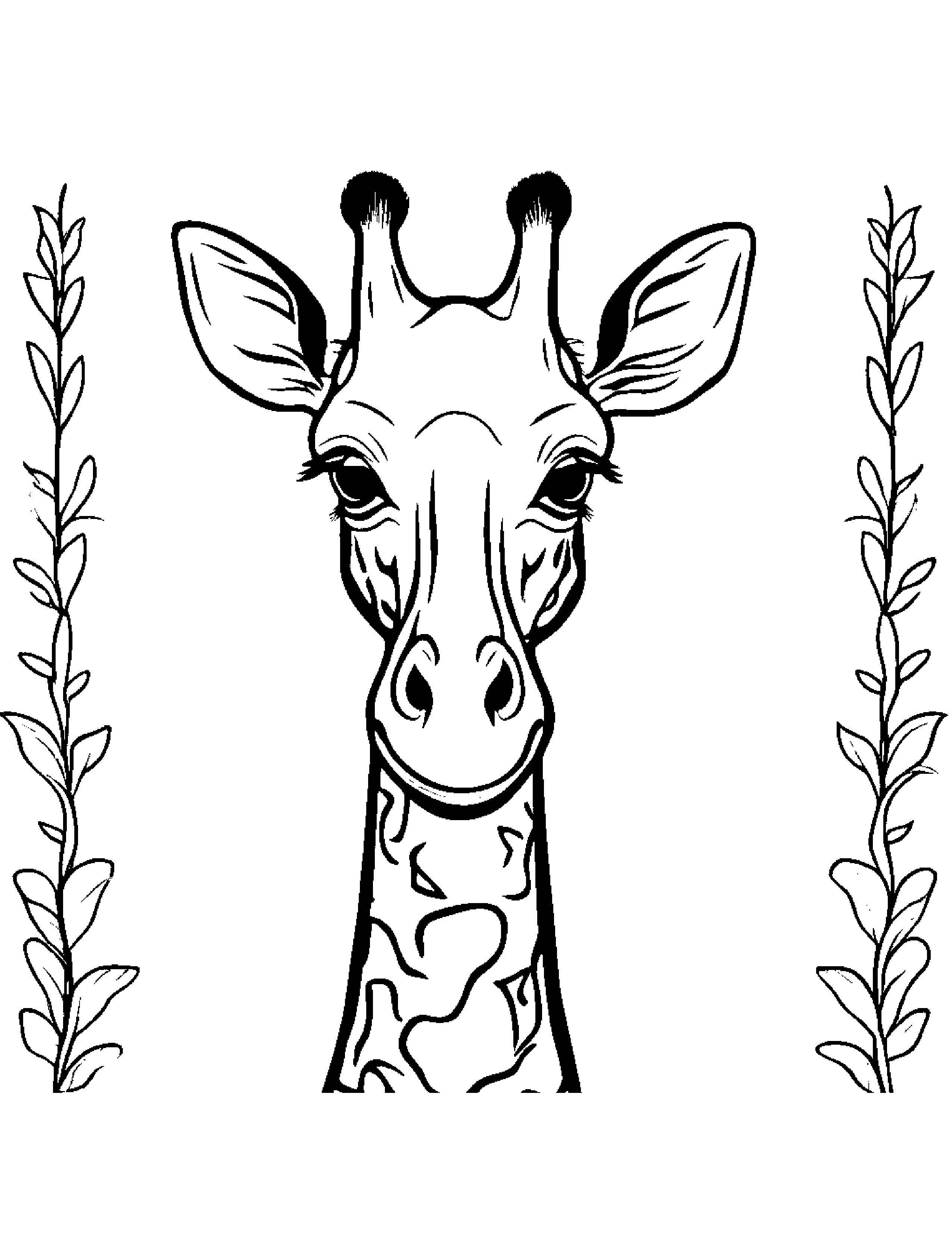 Giraffe With A Bow #2 Coloring Page (Free Printable PDF)