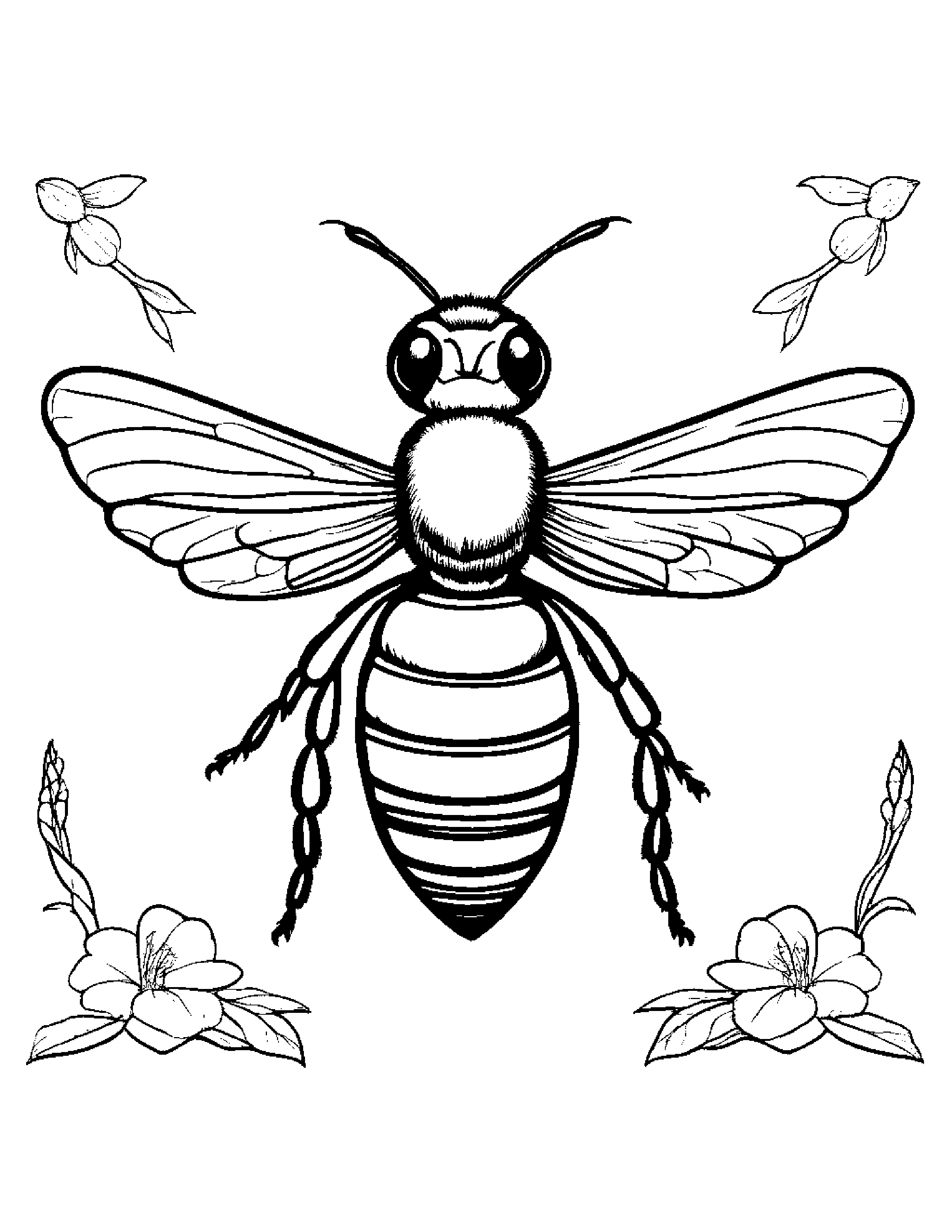 Bee #2 Coloring Page (Free Printable PDF)
