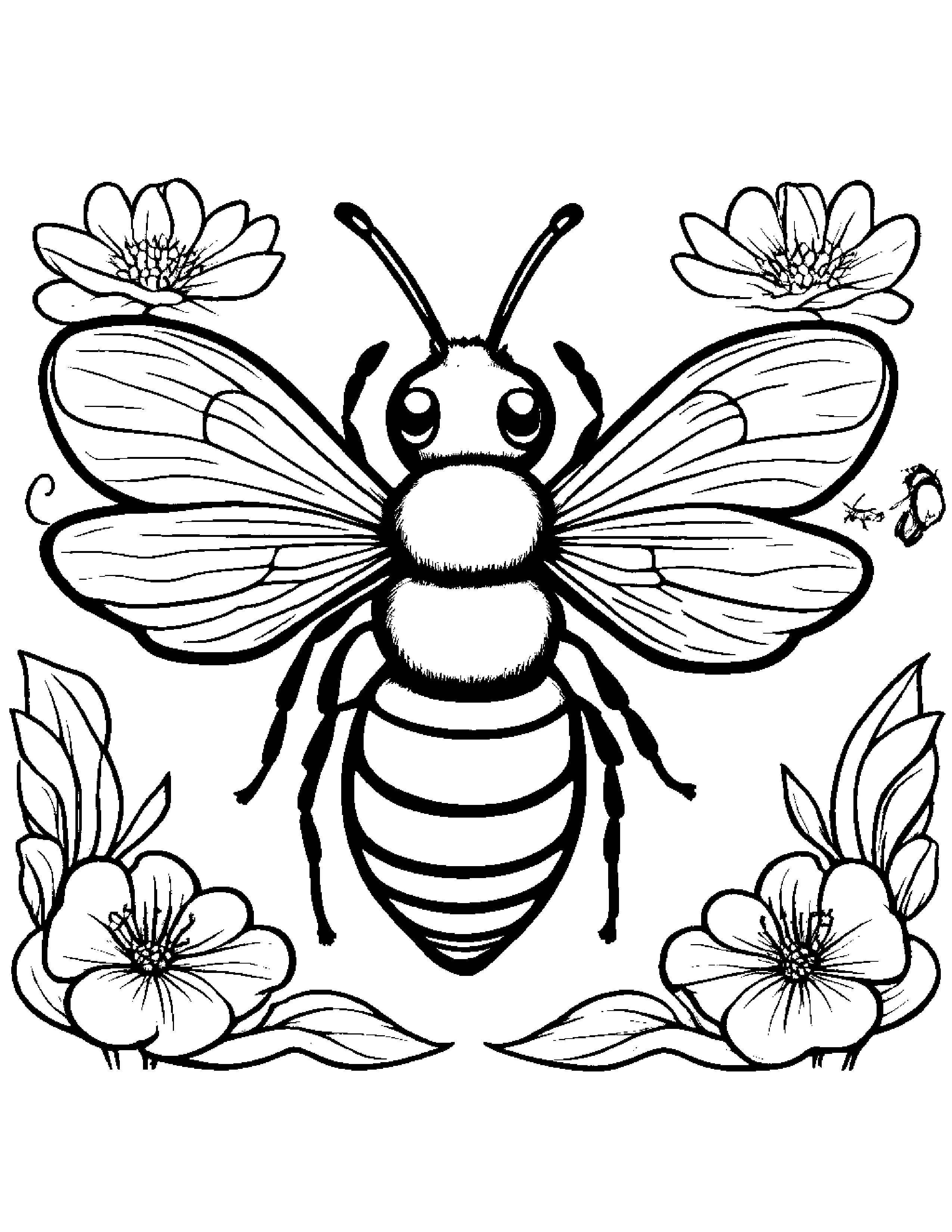 Bee #4 Coloring Page (Free Printable PDF)