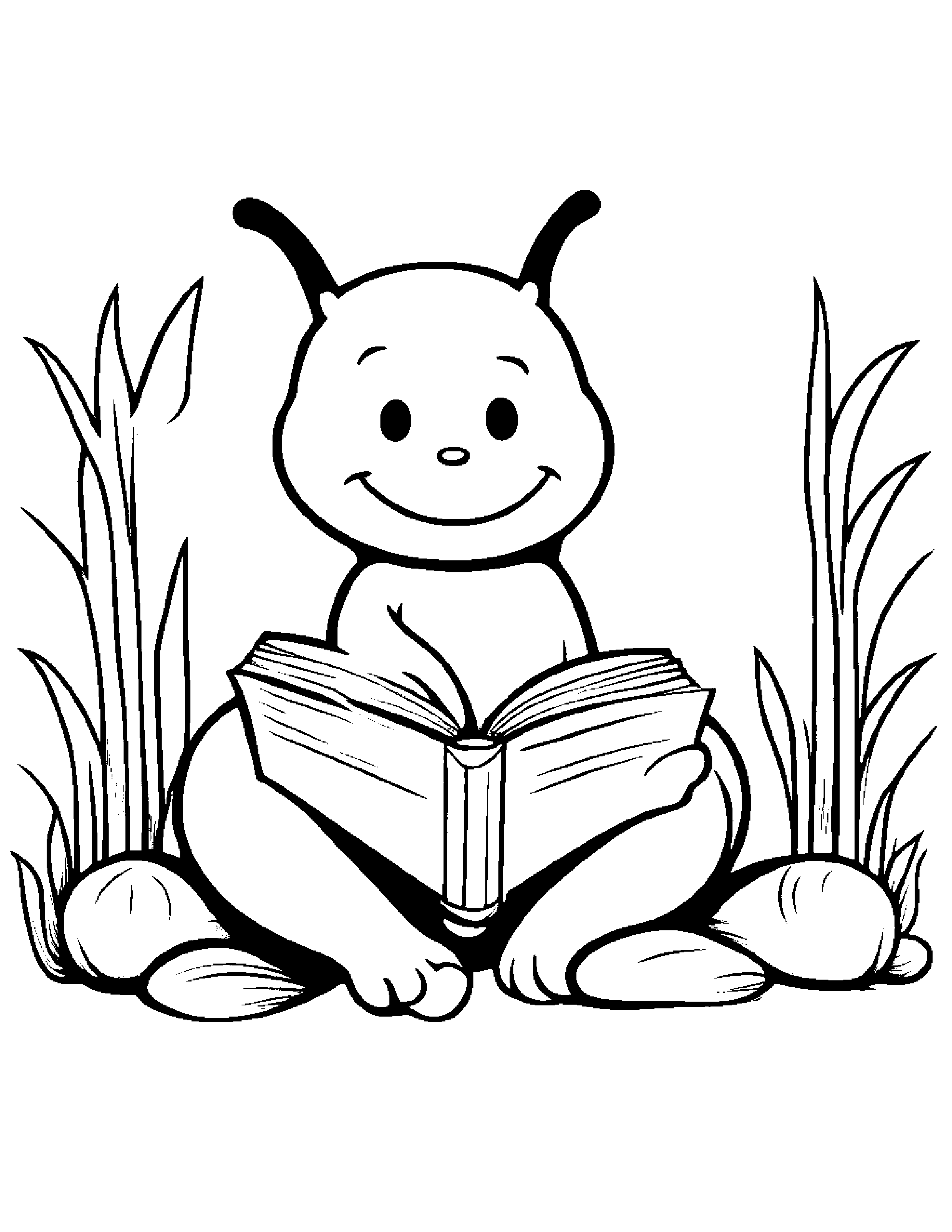Caterpillar Reading A Book #5 Coloring Page (Free Printable PDF)