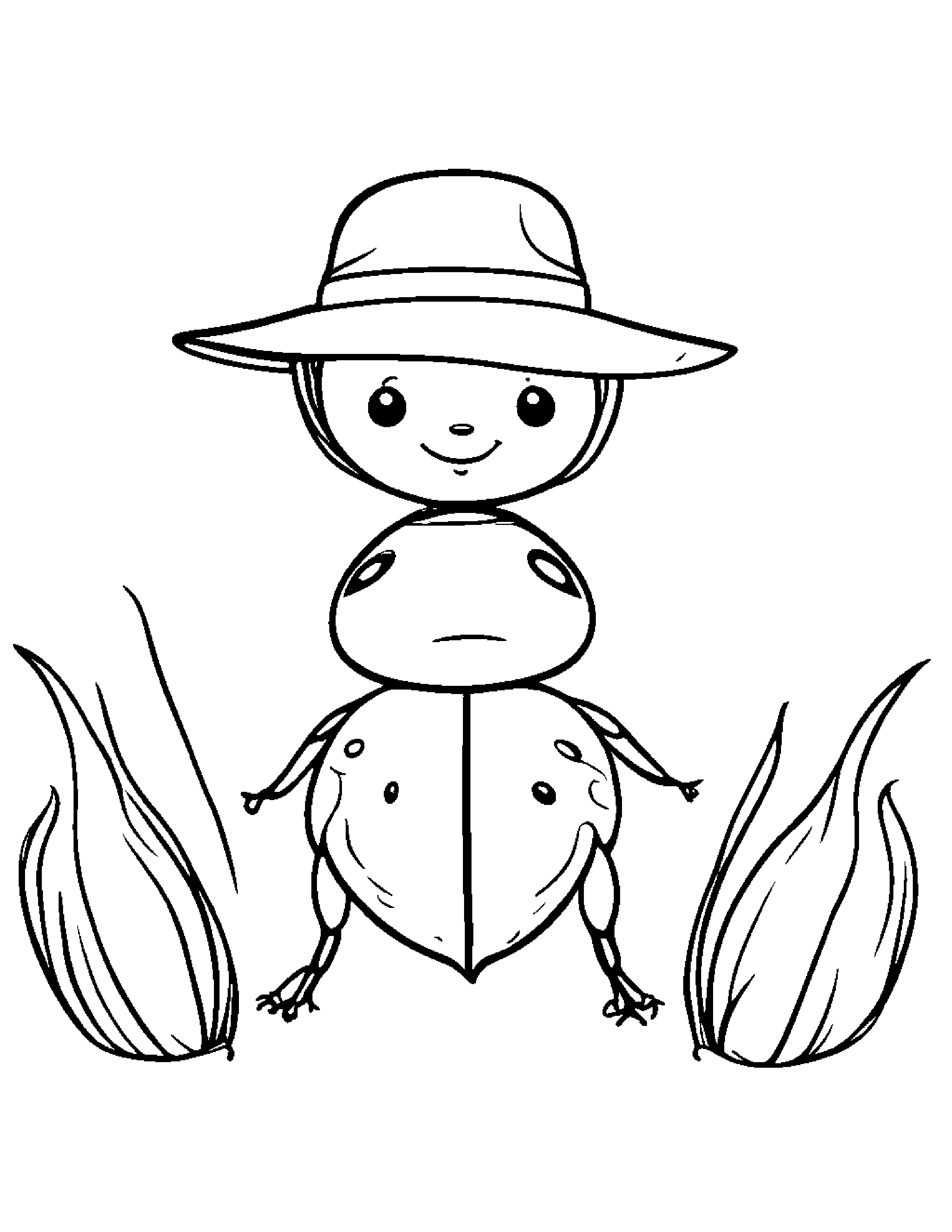 Ladybug Wearing A Hat #3 Coloring Page (Free Printable PDF)