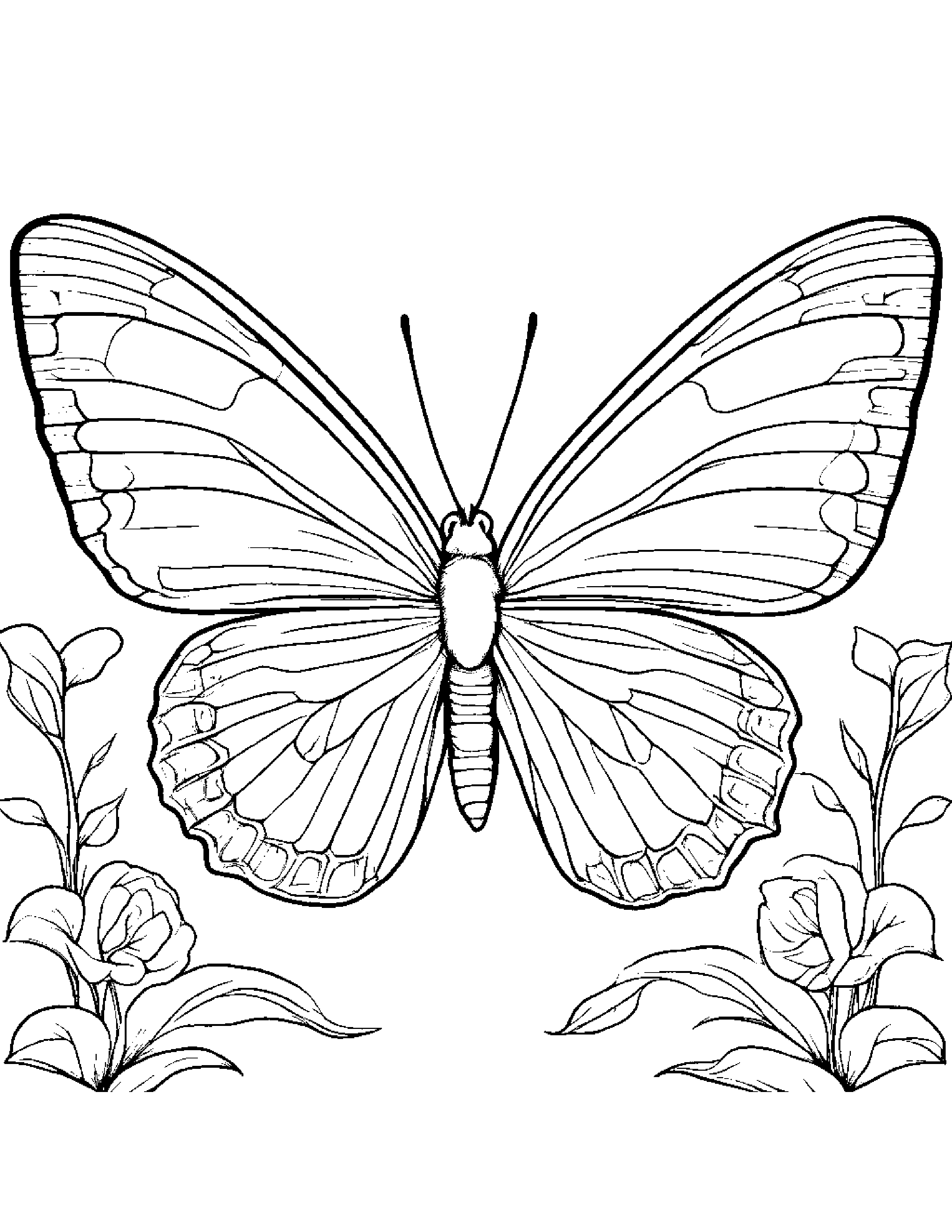 Sleepy Butterfly #2 Coloring Page (Free Printable PDF)