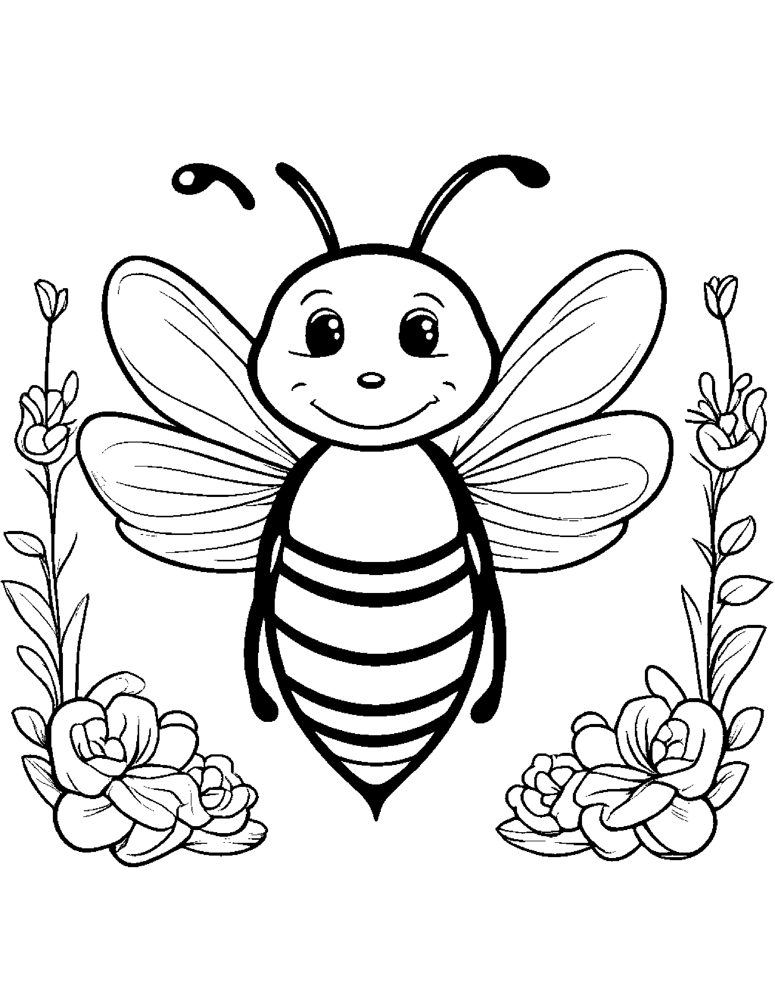 Bee Hugging A Heart #2 Coloring Page (Free Printable PDF)