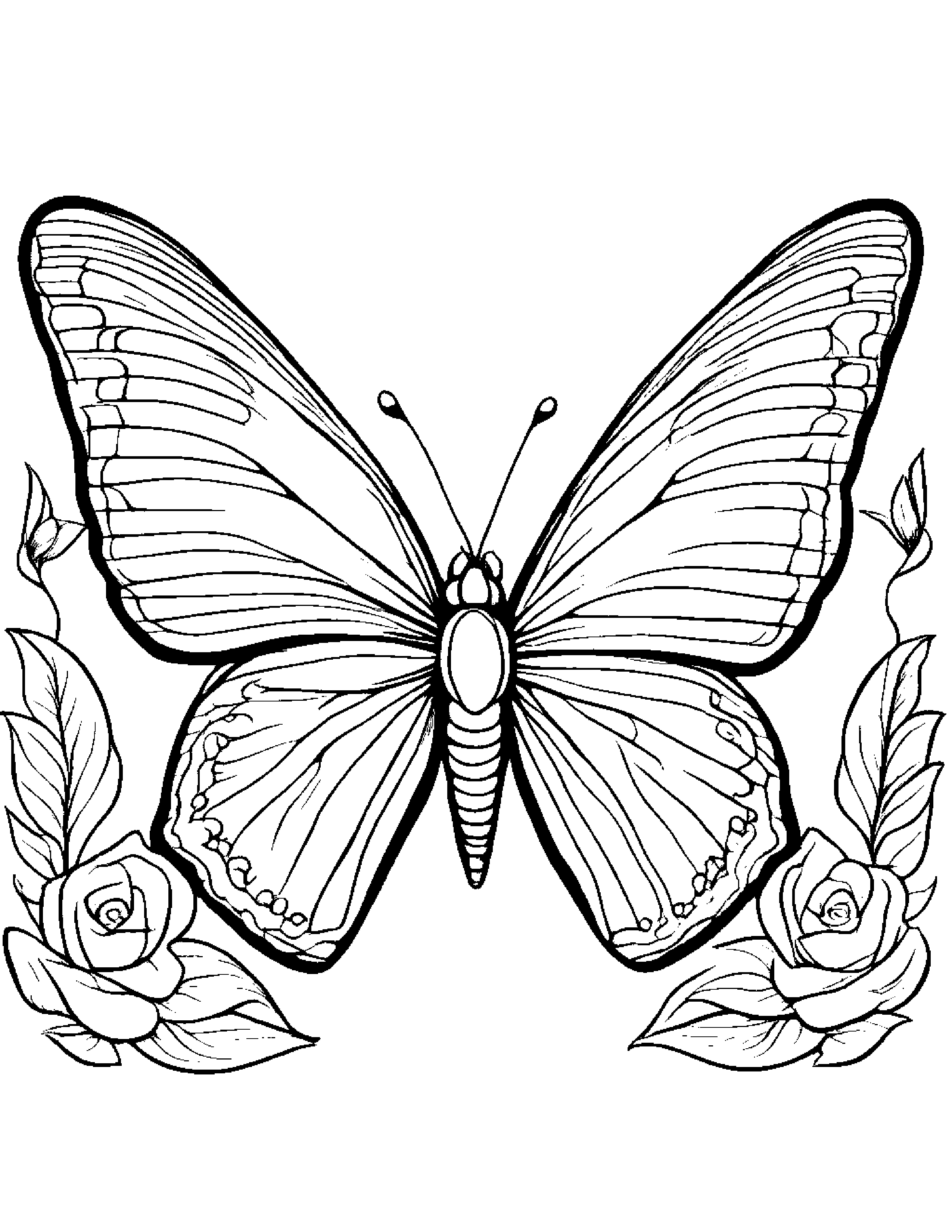 Butterfly With Scarf #2 Coloring Page (Free Printable PDF)