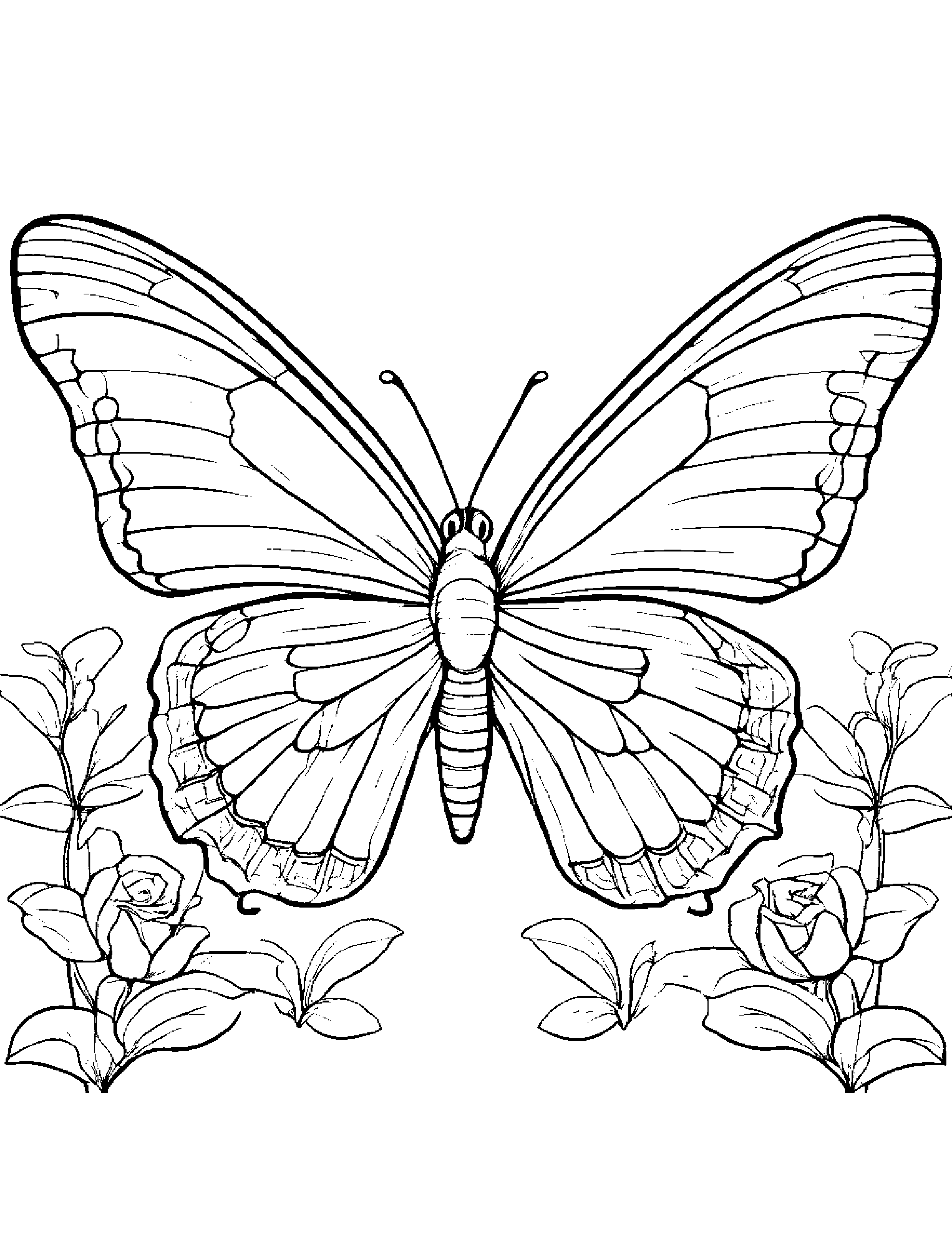 Butterfly With Scarf Coloring Page (Free Printable PDF)