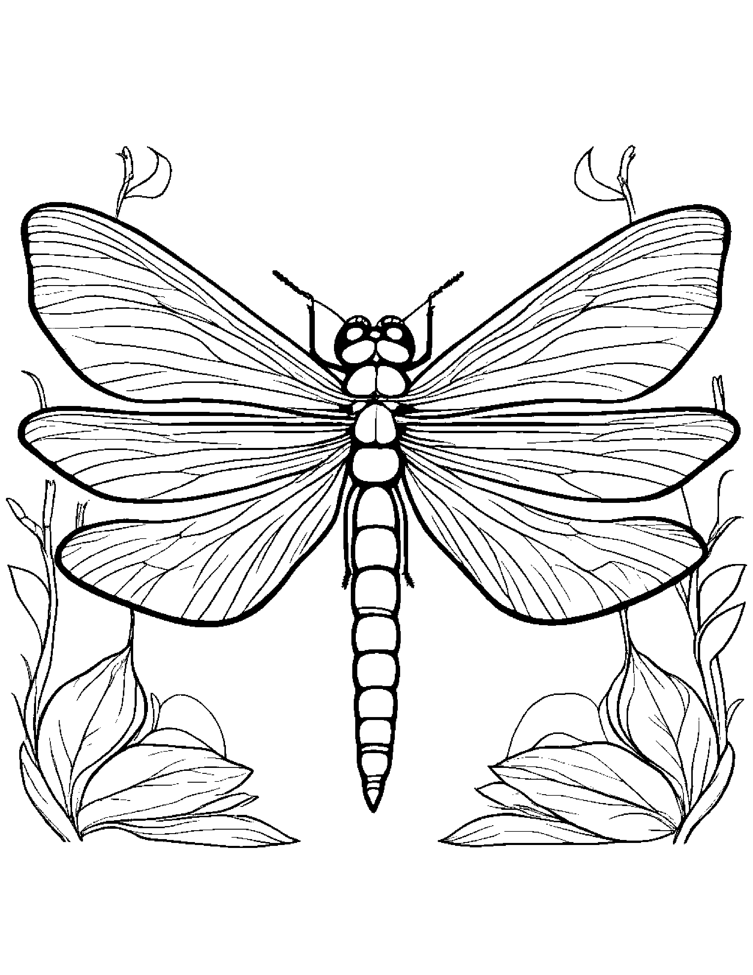Dragonfly #2 Coloring Page (Free Printable PDF)