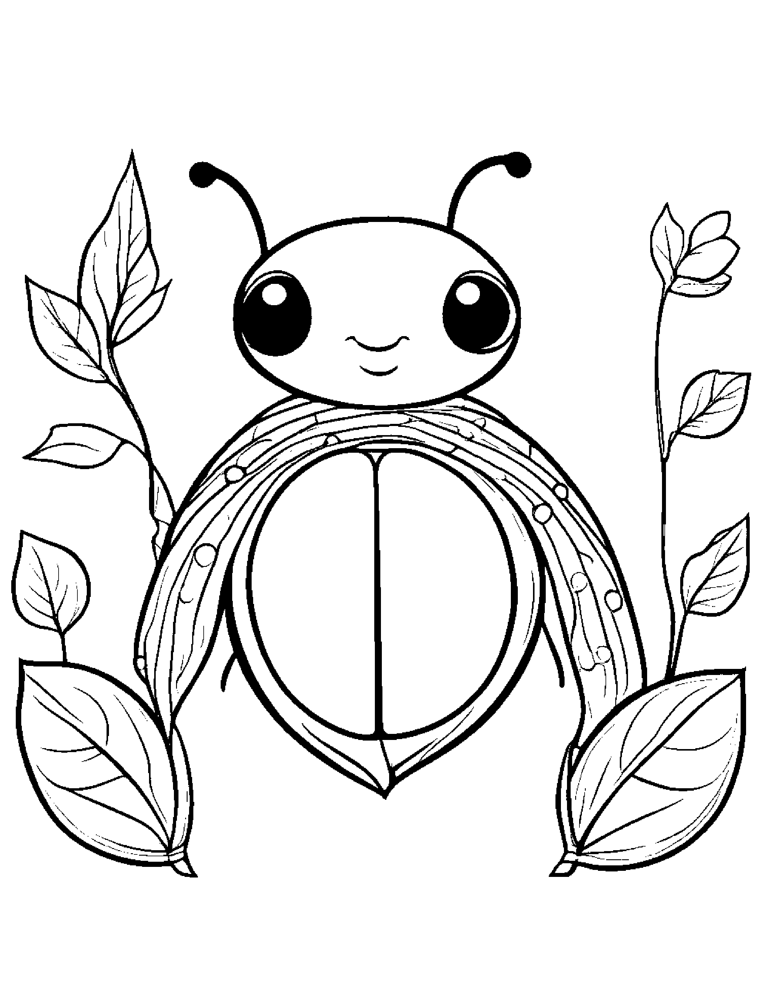Gentle Ladybug With Scarf #2 Coloring Page (Free Printable PDF)
