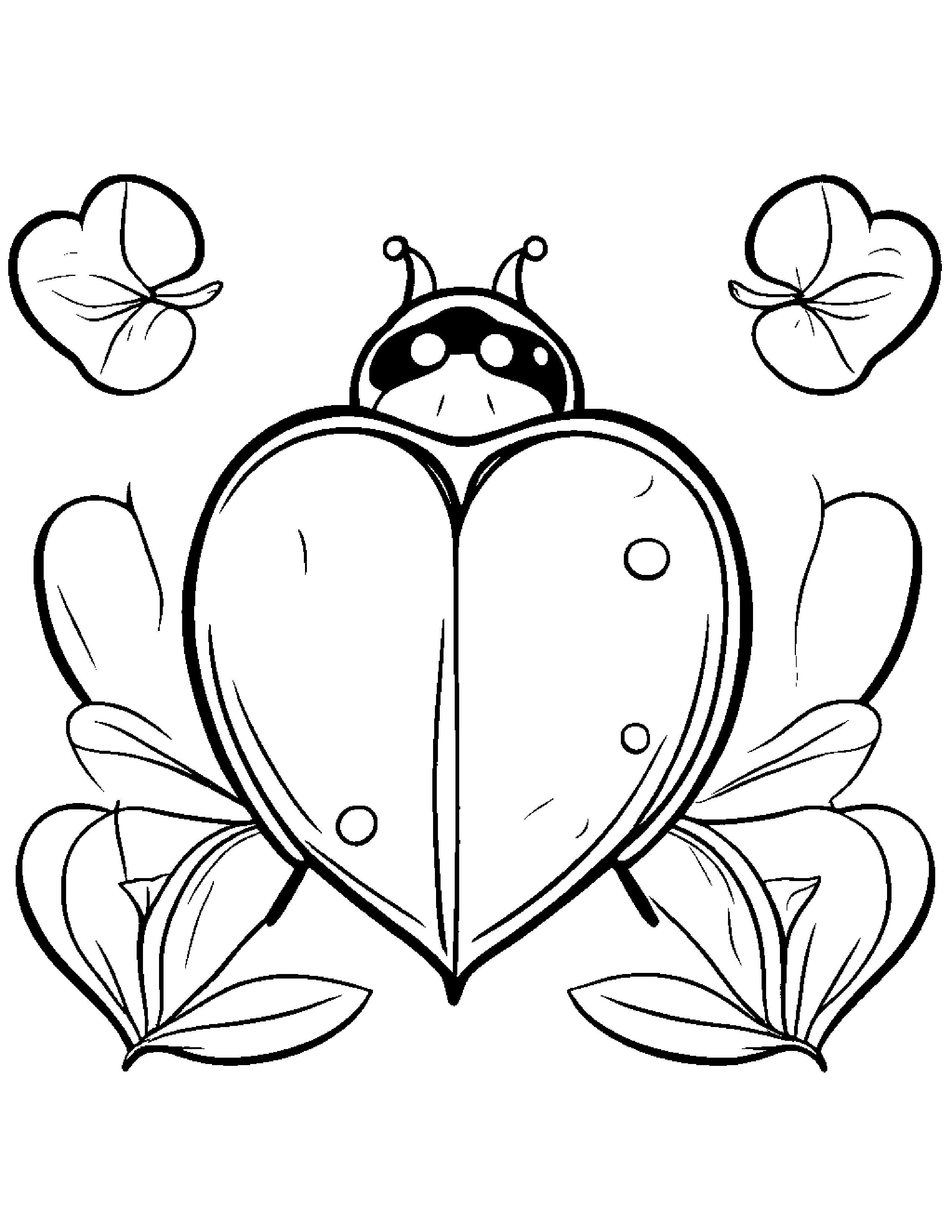 Ladybug Hugging A Heart Coloring Page (Free Printable PDF)