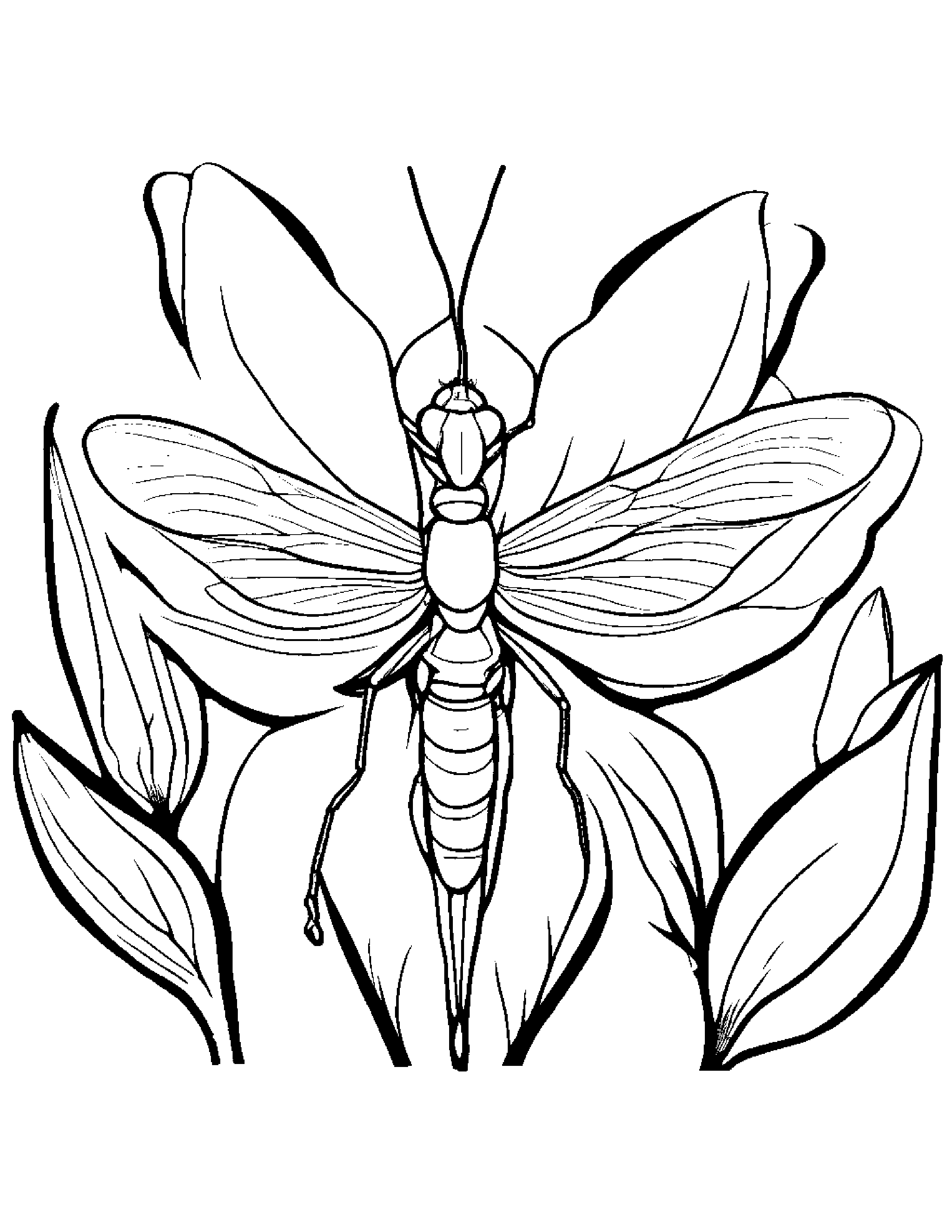 Pink Magnolia Mantis Coloring Page (Free Printable PDF)