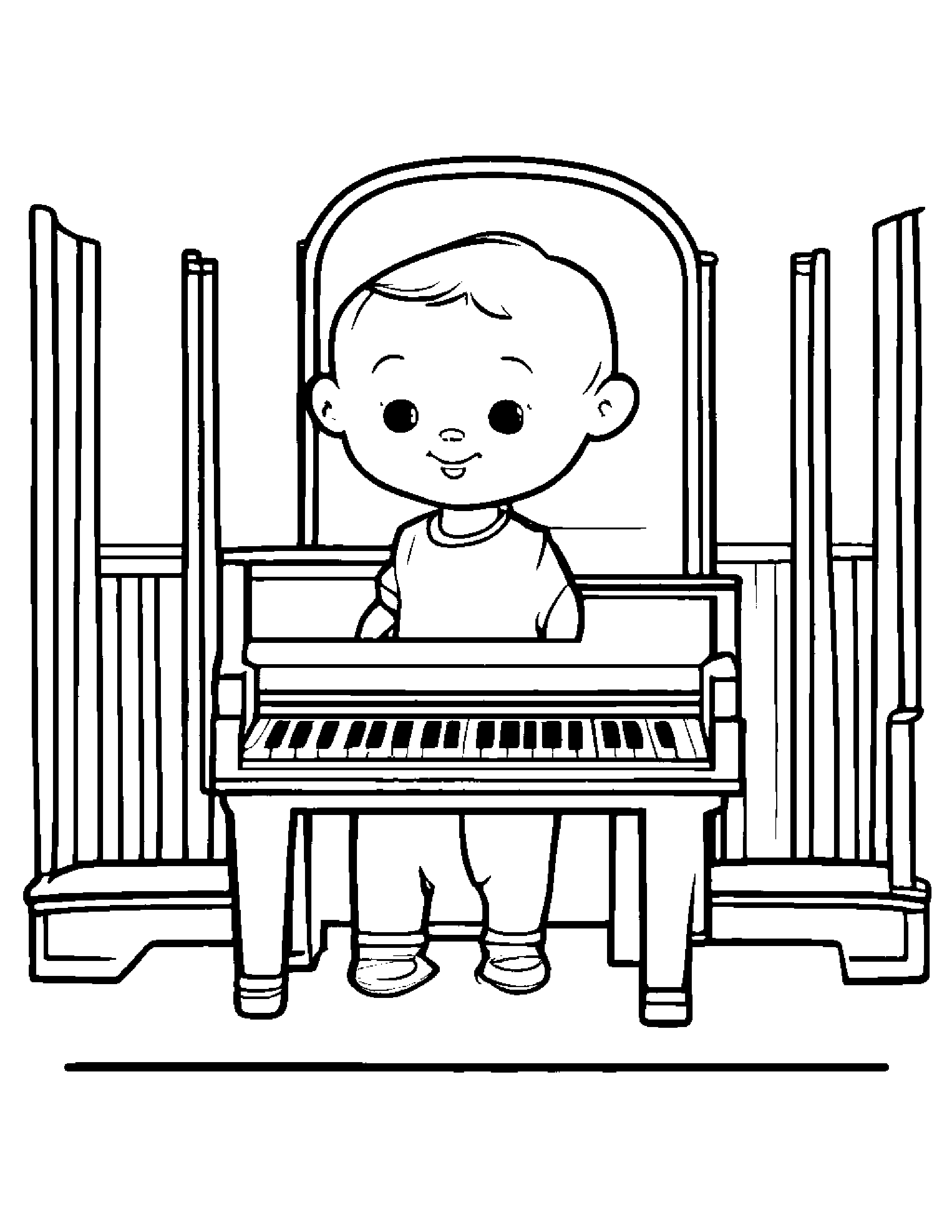 Baby Piano #2 Coloring Page (Free Printable PDF)