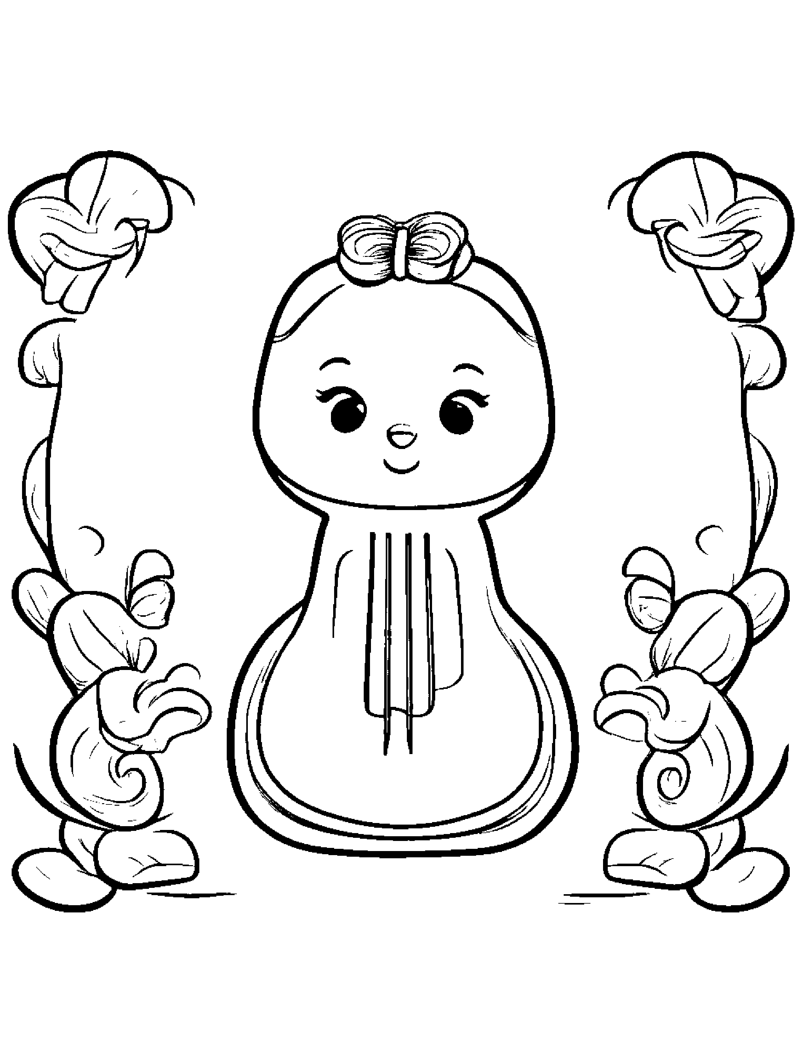 Baby Ukulele With A Bow Coloring Page (Free Printable PDF)