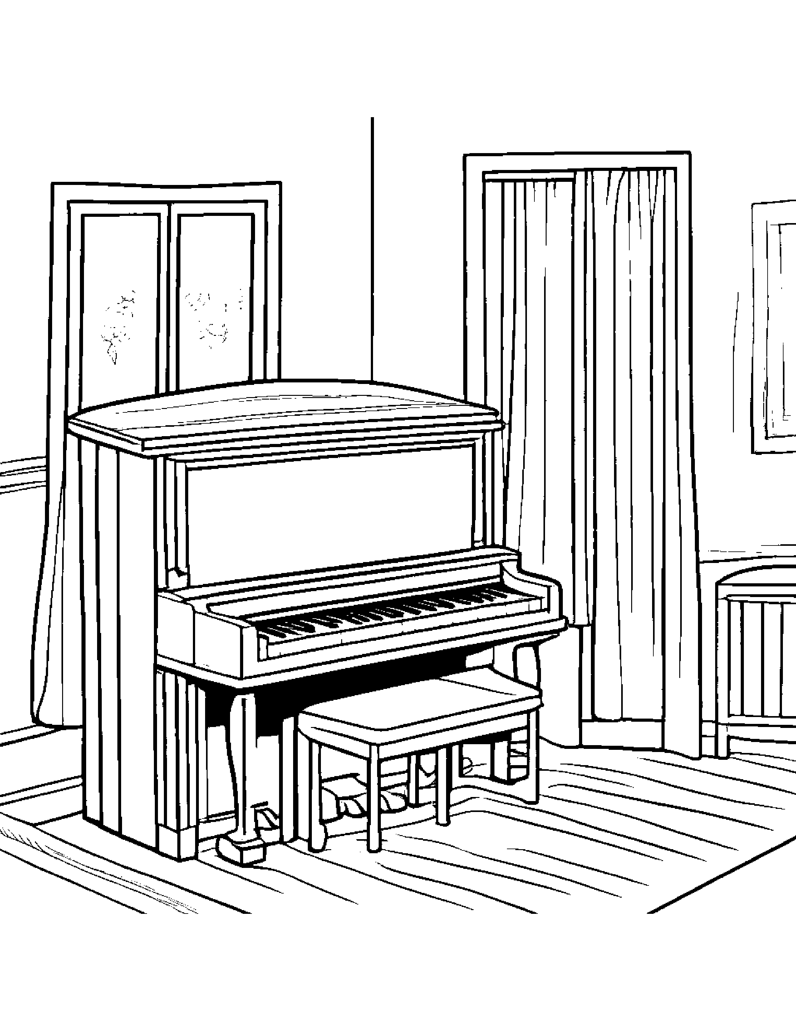 Sleepy Piano #2 Coloring Page (Free Printable PDF)
