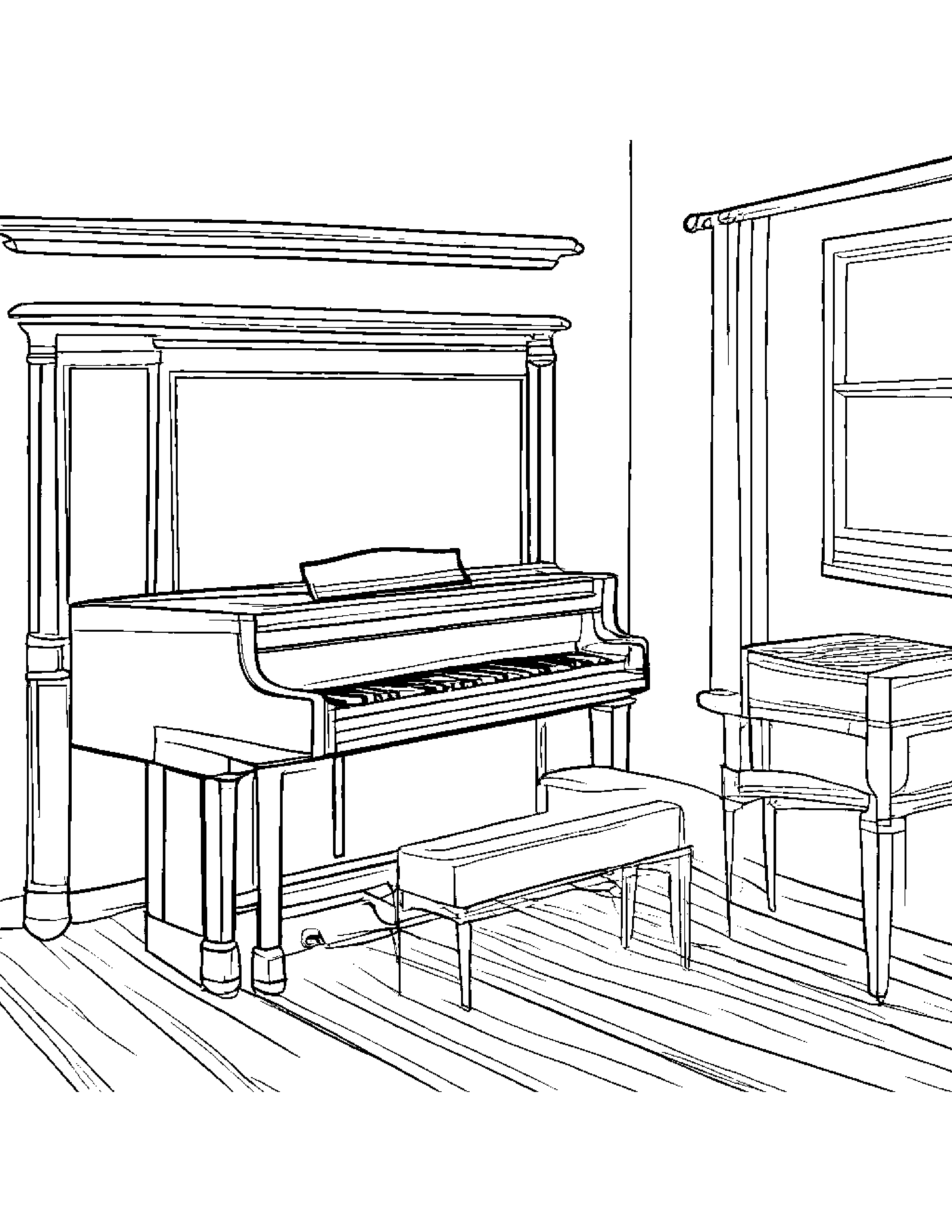 Sleepy Piano Coloring Page (Free Printable PDF)