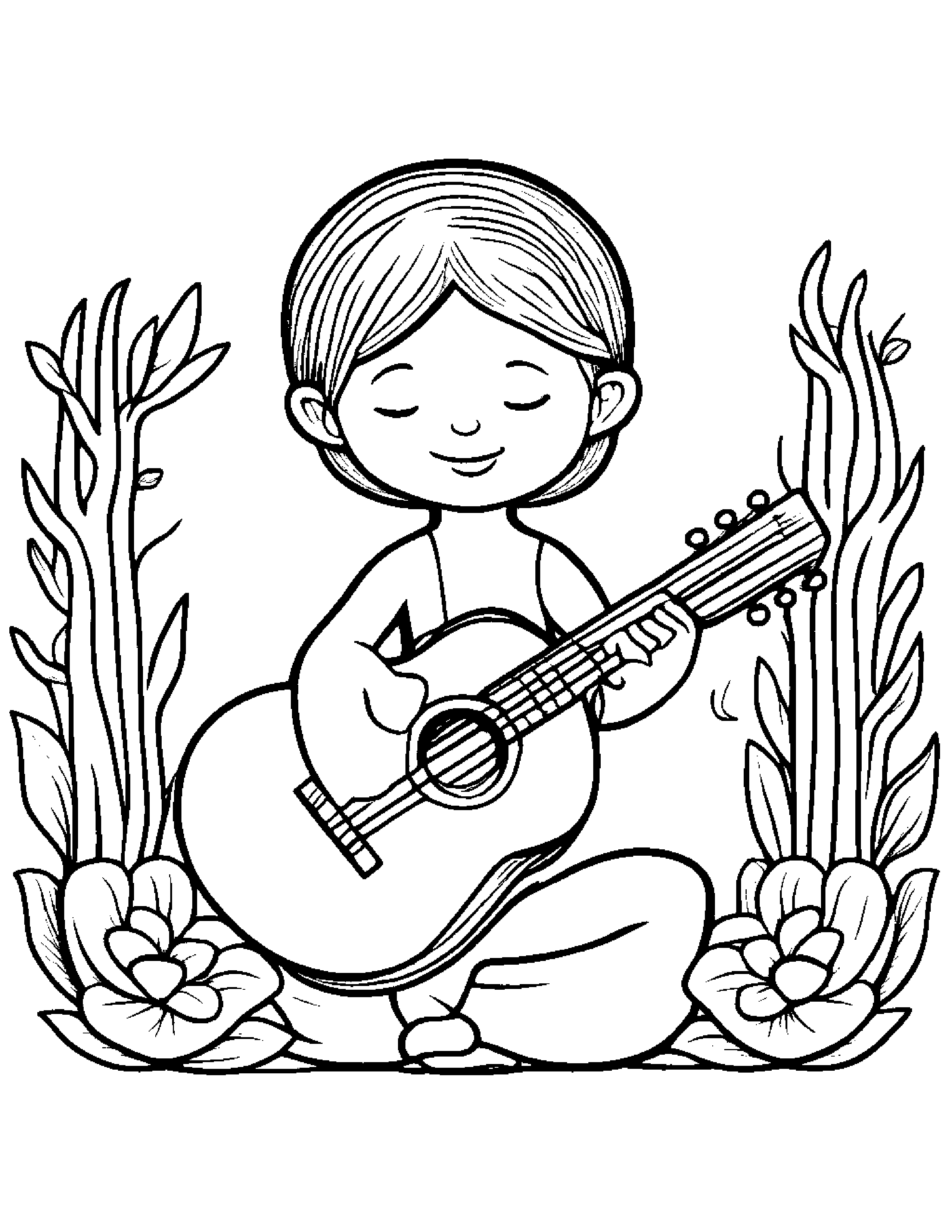 Sleepy Ukulele #2 Coloring Page (Free Printable PDF)