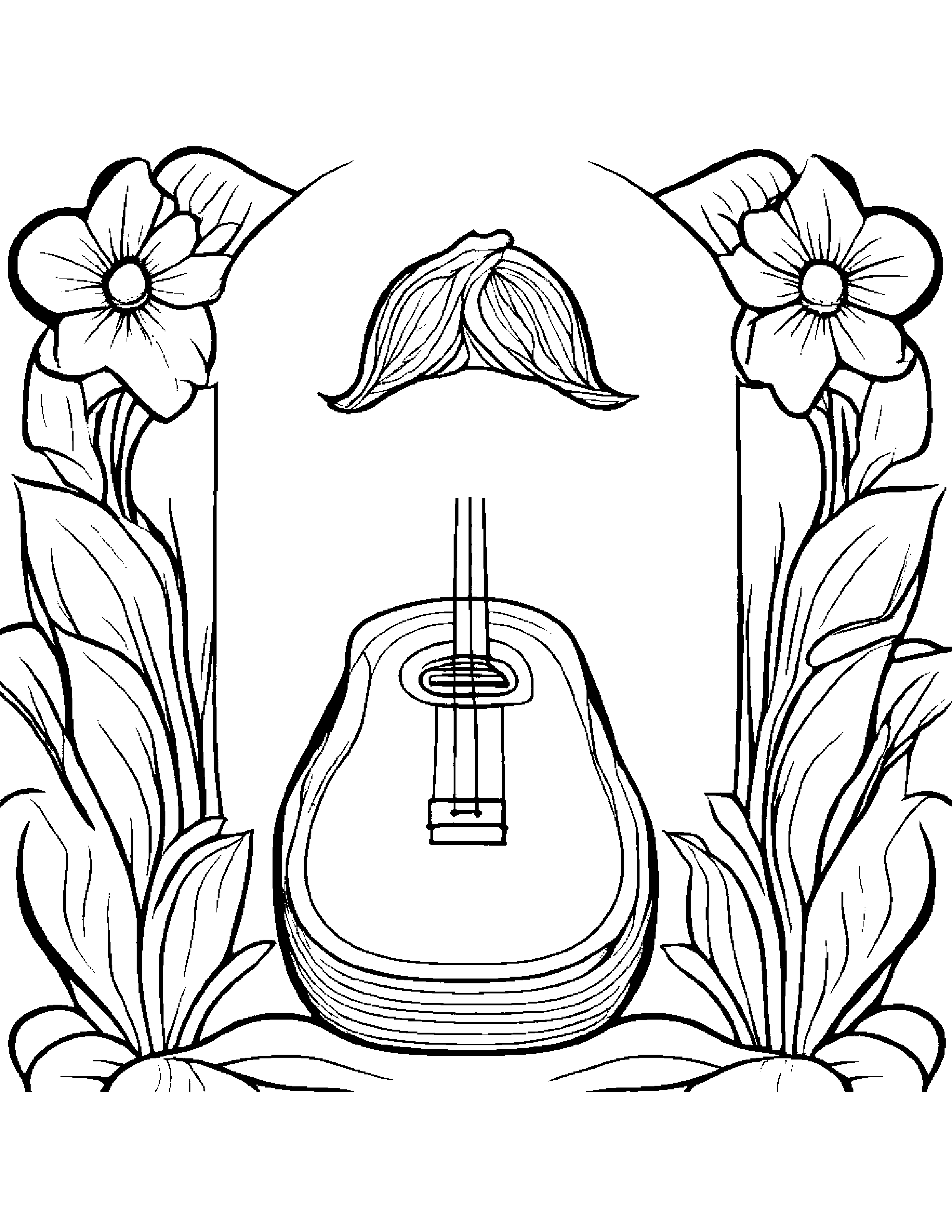 Sleepy Ukulele Coloring Page (Free Printable PDF)