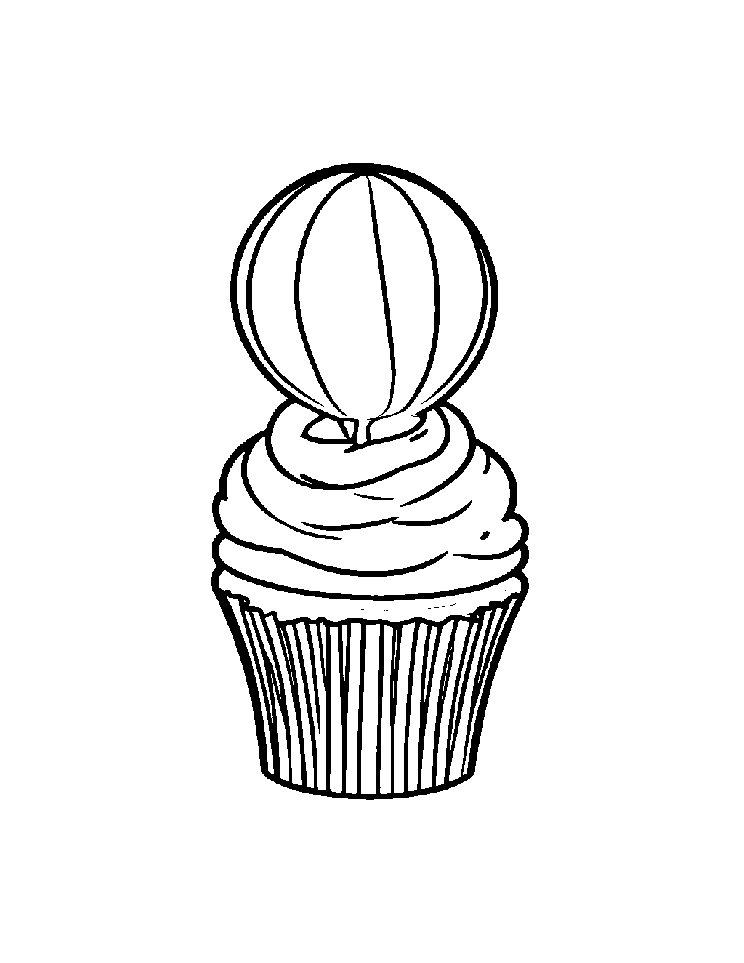 Cupcake With Balloon #2 Coloring Page (Free Printable PDF)