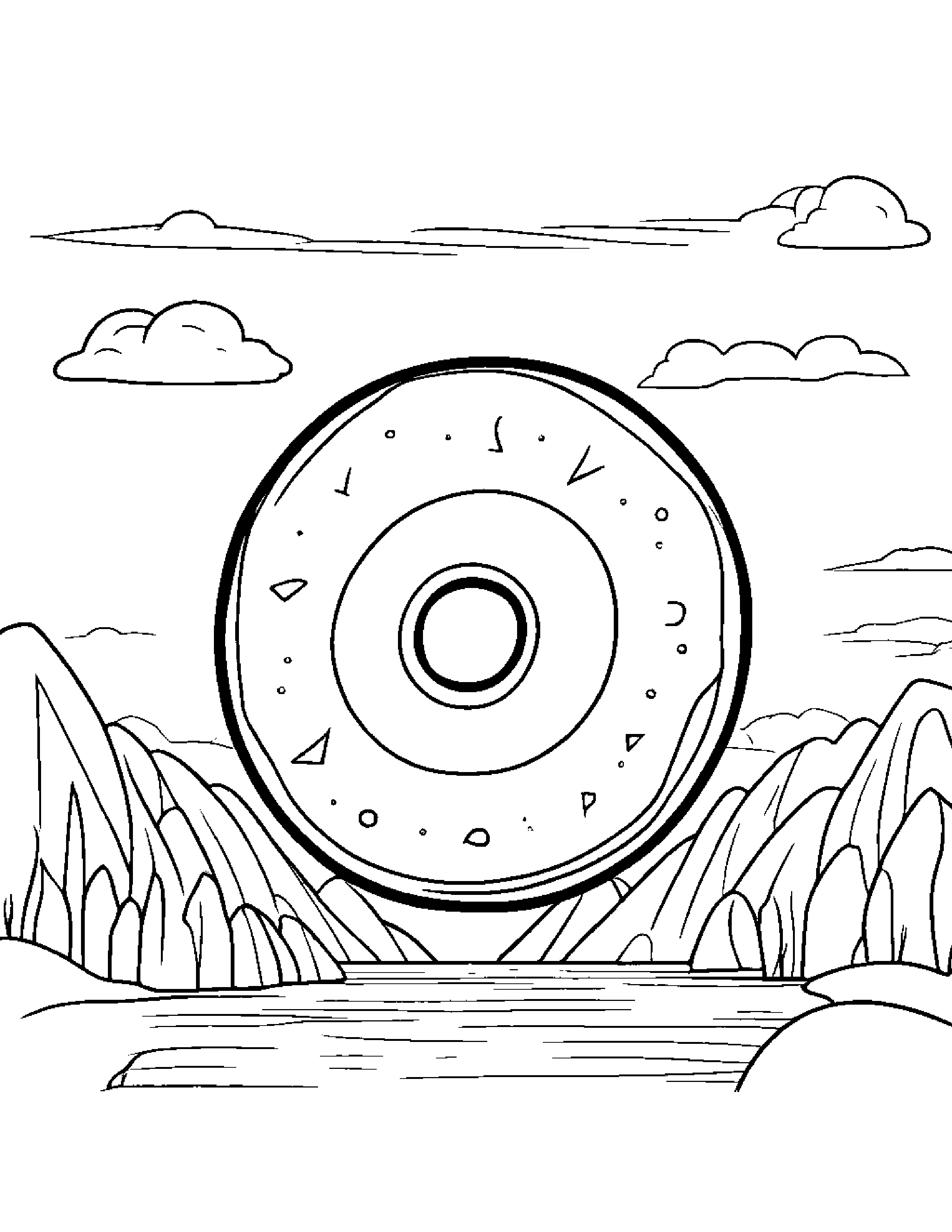 Gentle Donut With A Kite Coloring Page (Free Printable PDF)