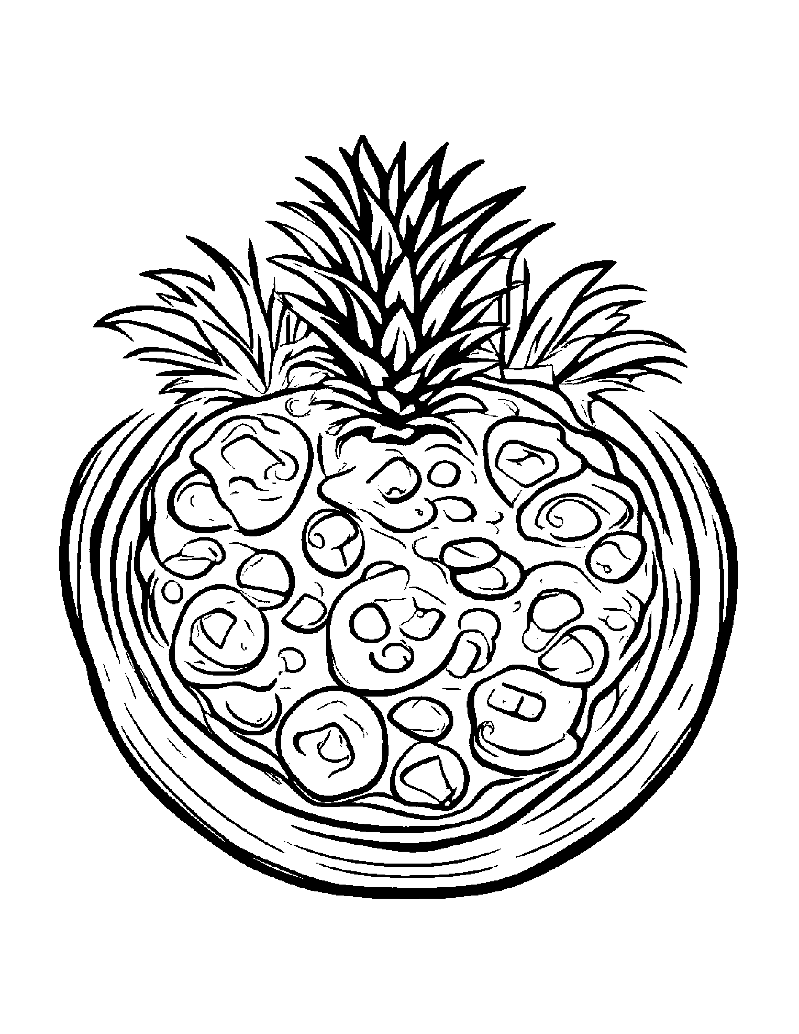 Pizza With Pineapple Topping Coloring Page (Free Printable PDF)
