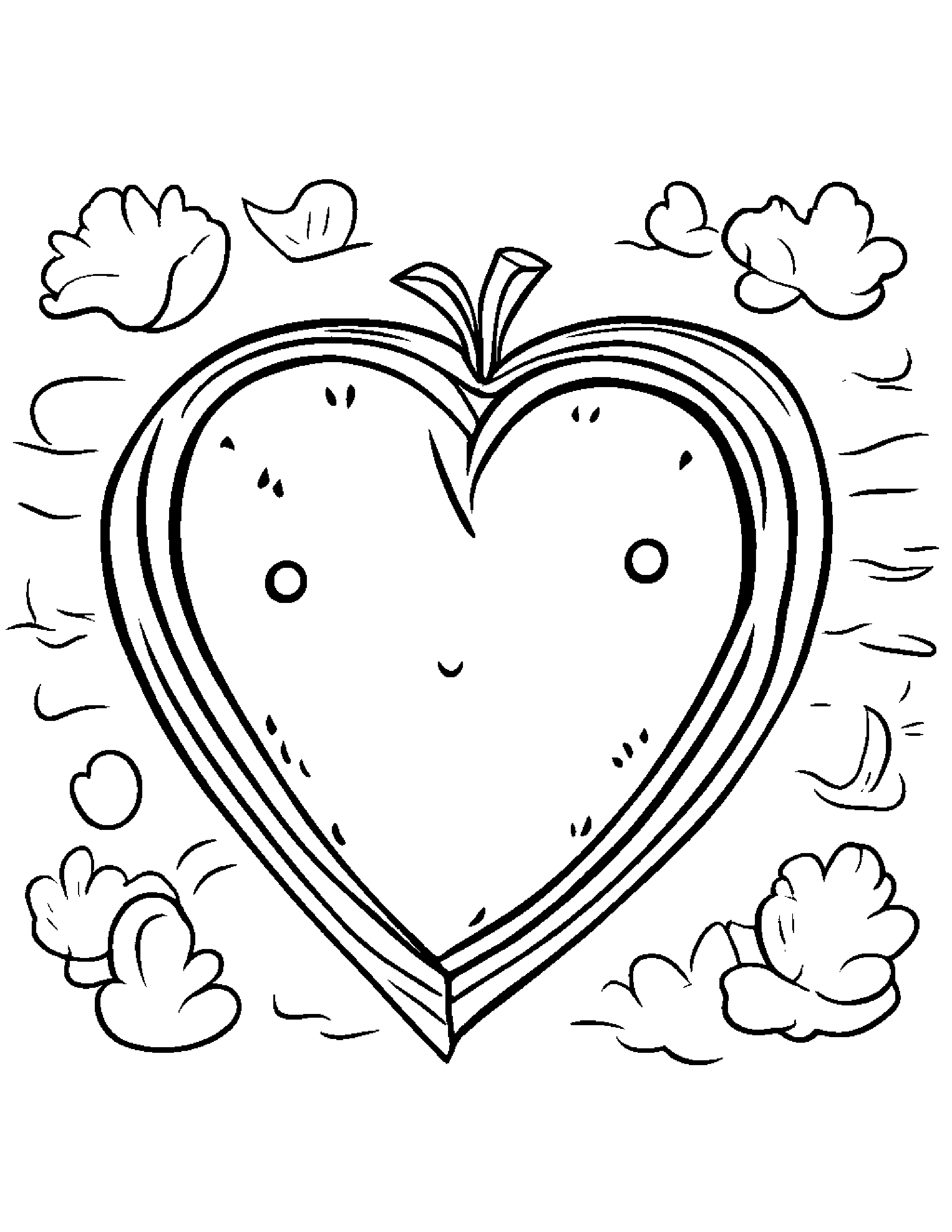 Watermelon Slice Hugging A Heart Coloring Page (Free Printable PDF)