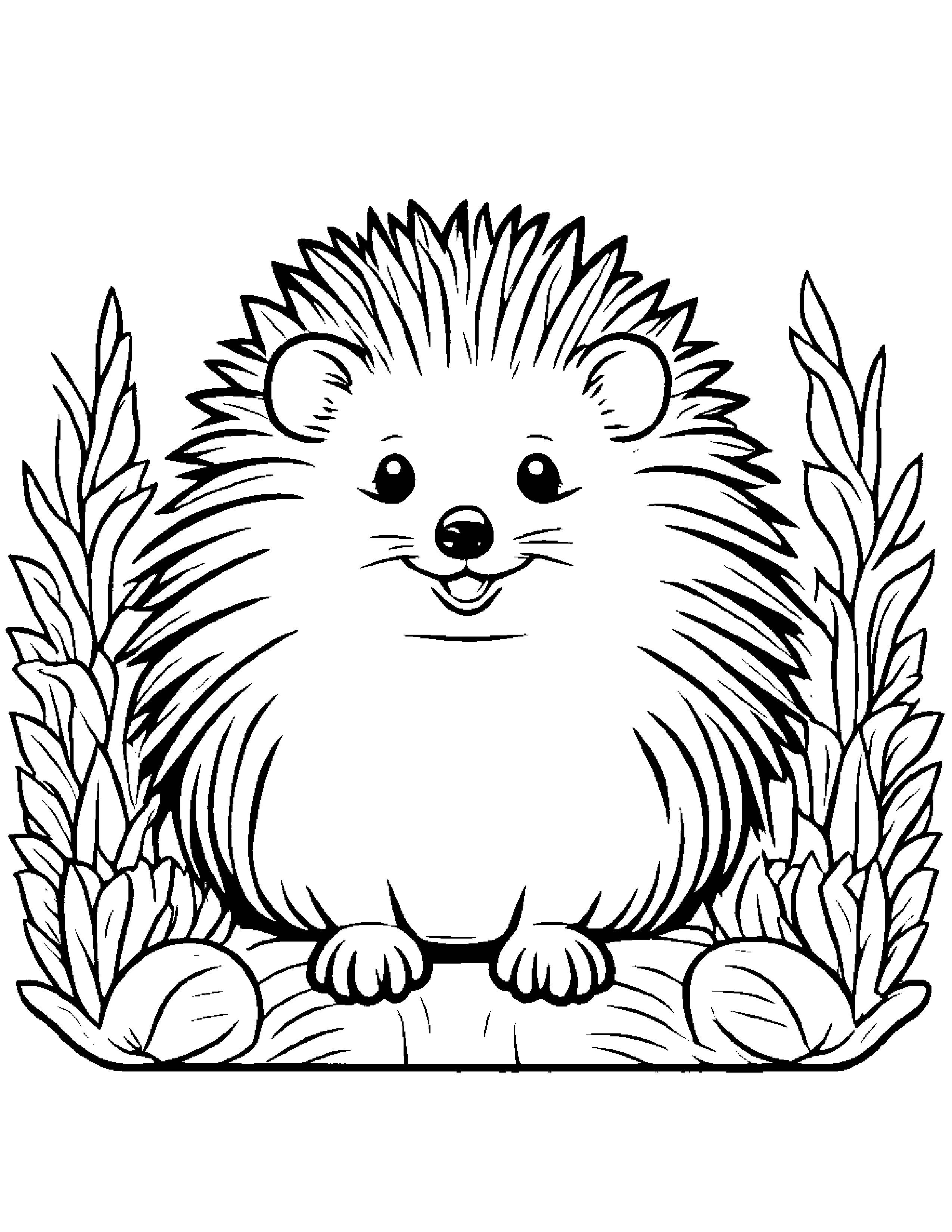 Happy Hedgehog #2 Coloring Page (Free Printable PDF)