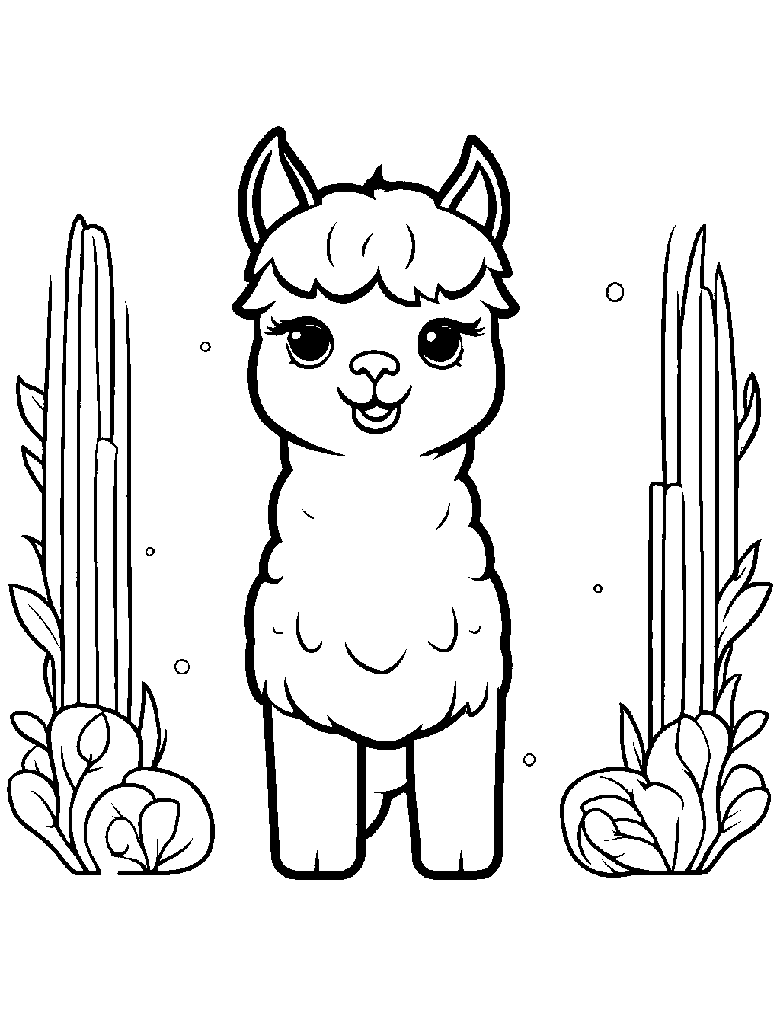 Kawaii Alpaca #2 Coloring Page (Free Printable PDF)