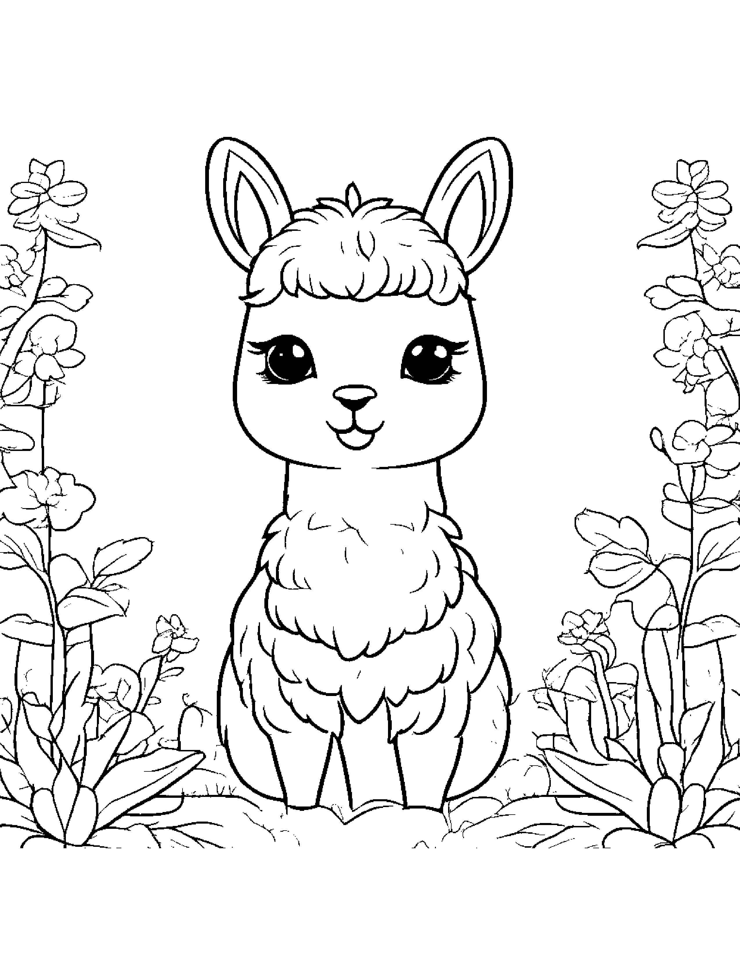 Kawaii Alpaca Coloring Page (Free Printable PDF)
