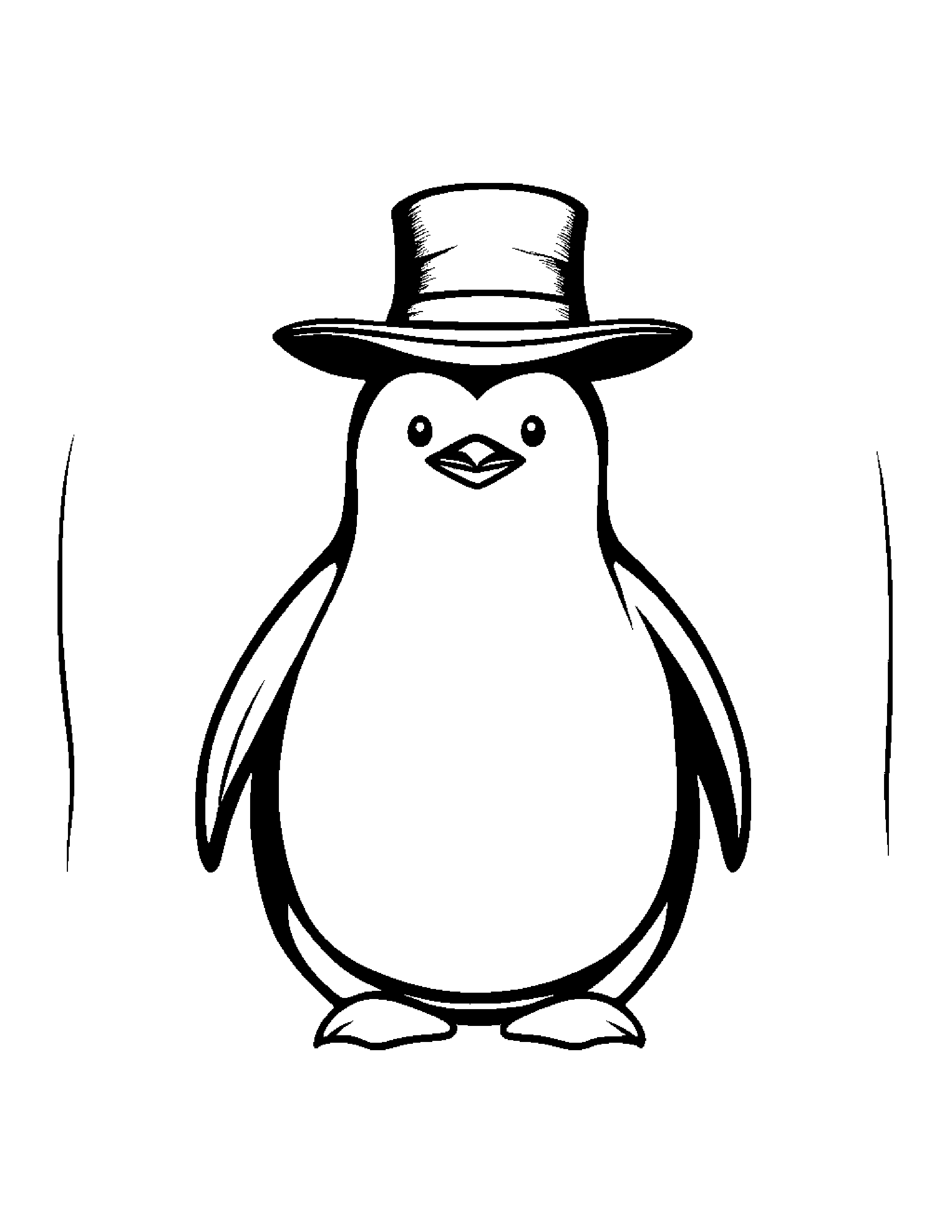 Smiling Penguin Wearing A Hat Coloring Page (Free Printable PDF)