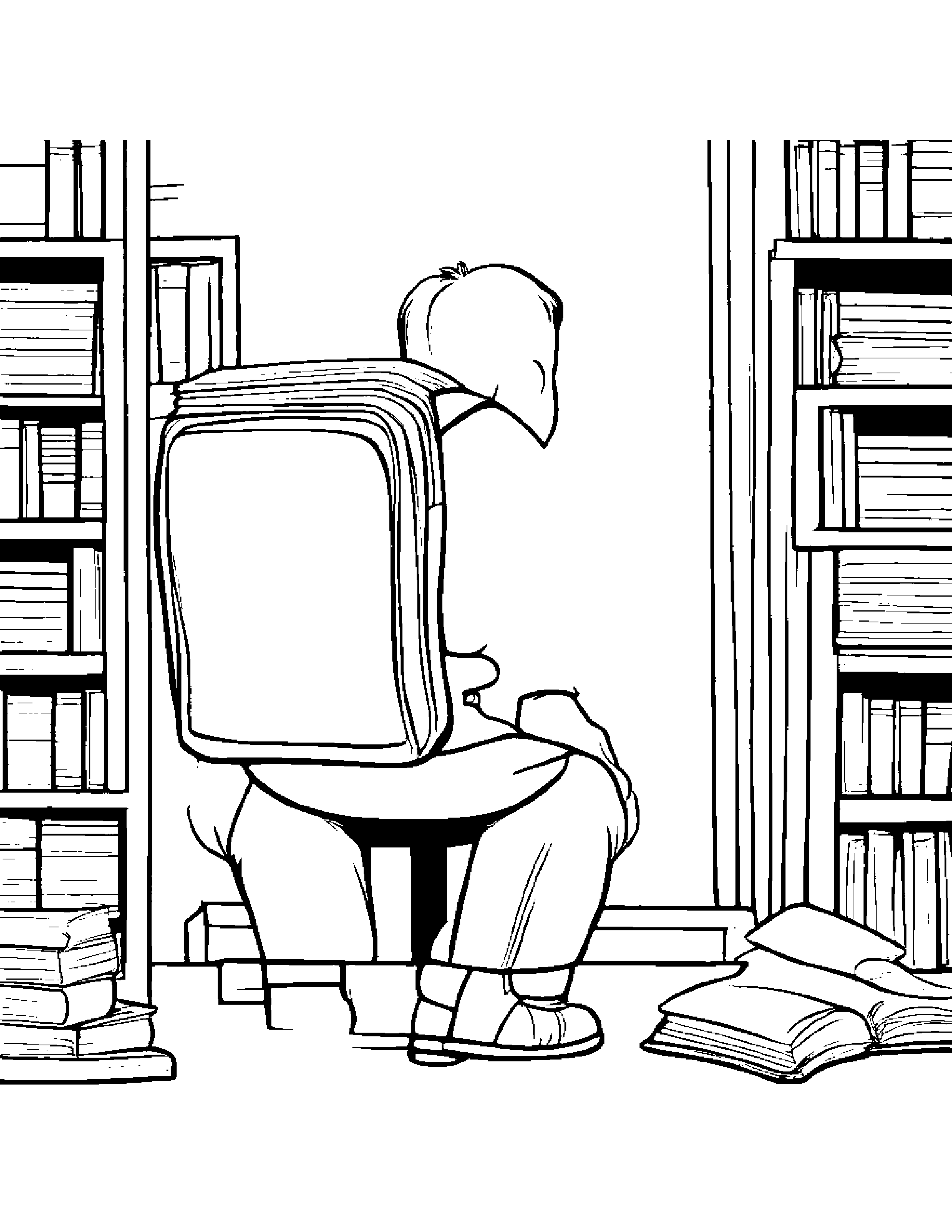 Backpack Reading A Storybook Coloring Page (Free Printable PDF)