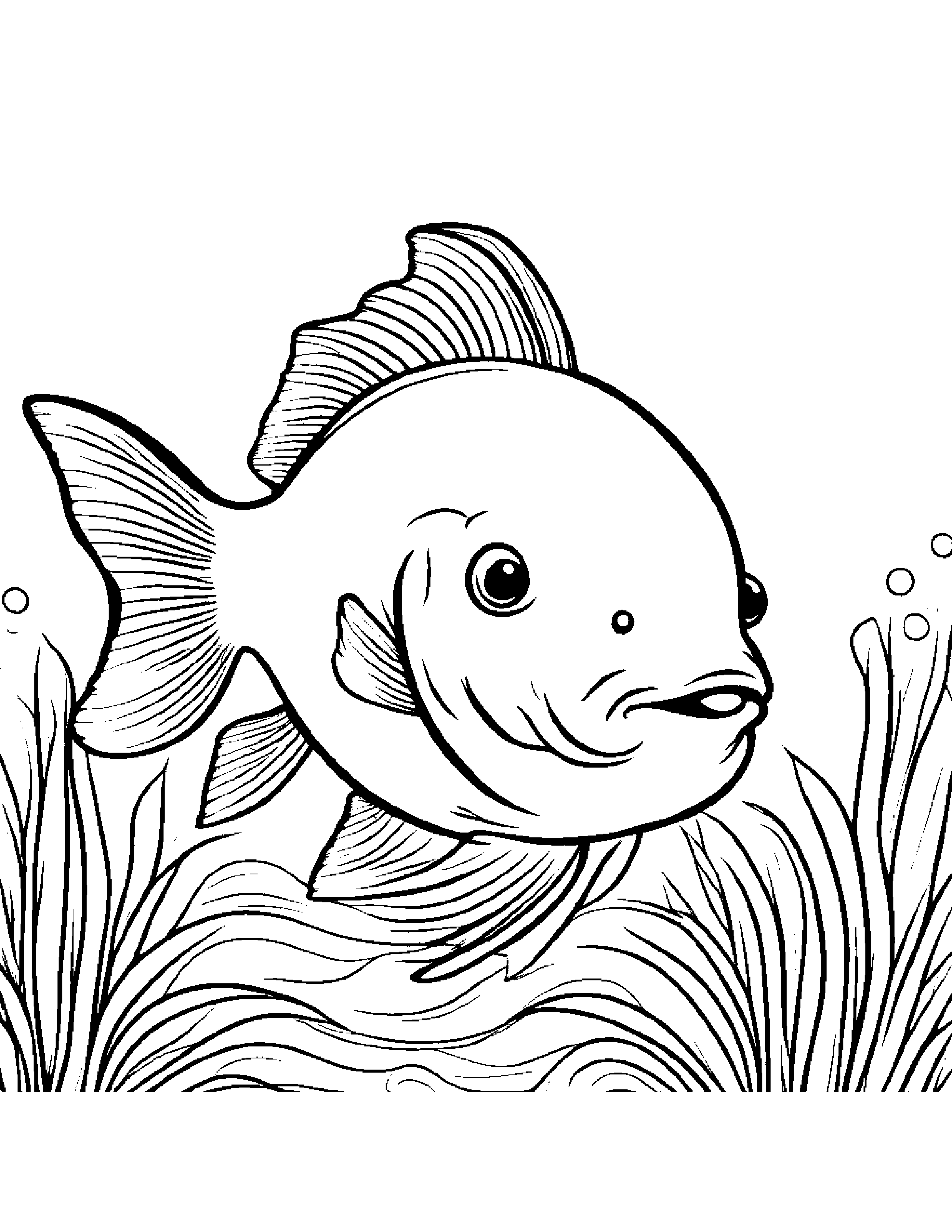Brave Goldfish Giving A High Five #2 Coloring Page (Free Printable PDF)