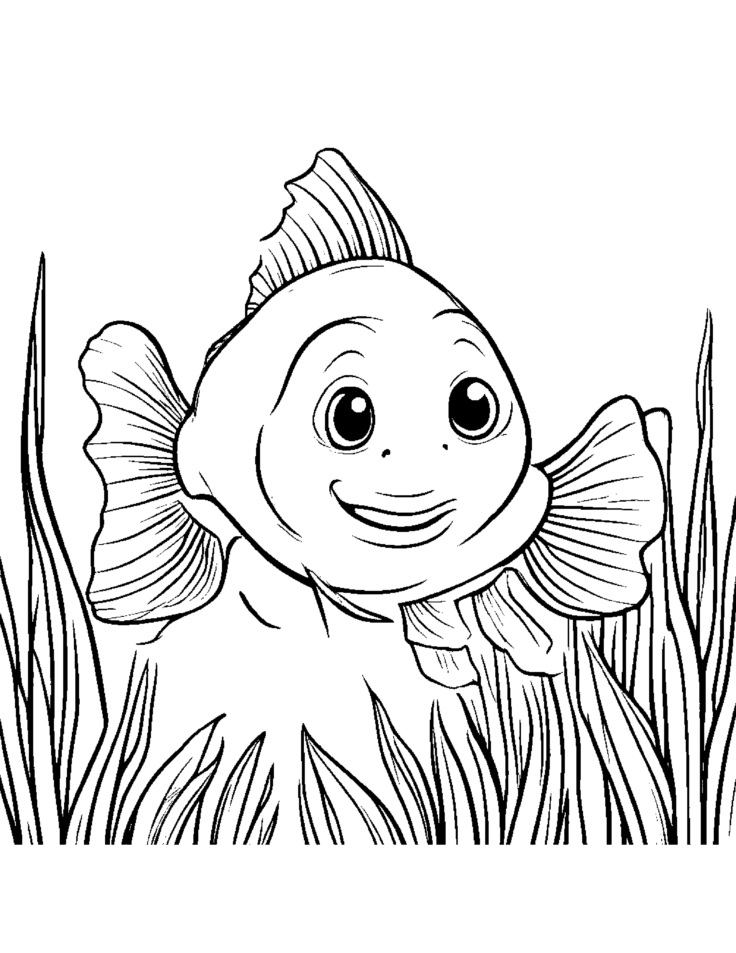 Brave Goldfish Giving A High Five #3 Coloring Page (Free Printable PDF)