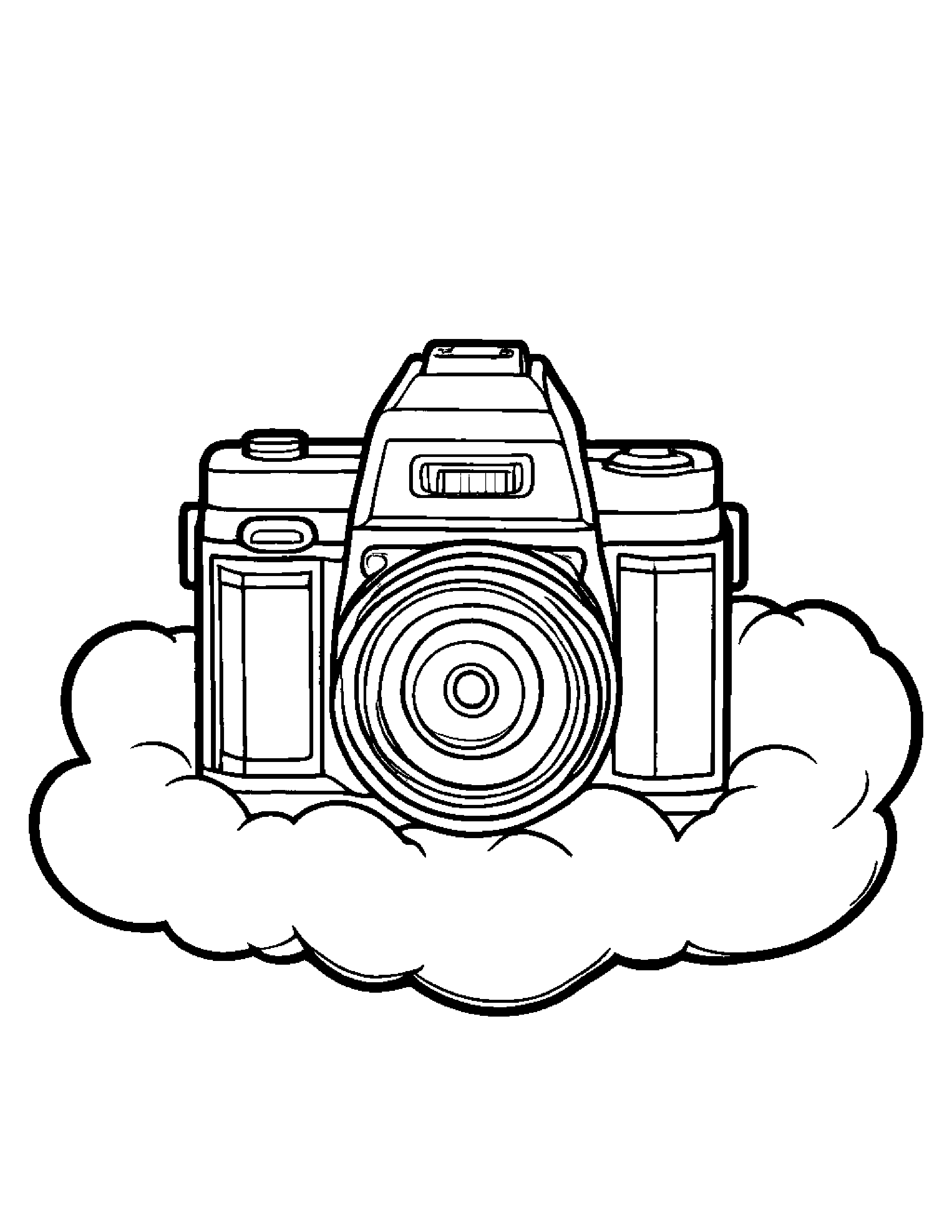 Camera Toy Stacking Blocks On A Fluffy Cloud #3 Coloring Page (Free Printable PDF)