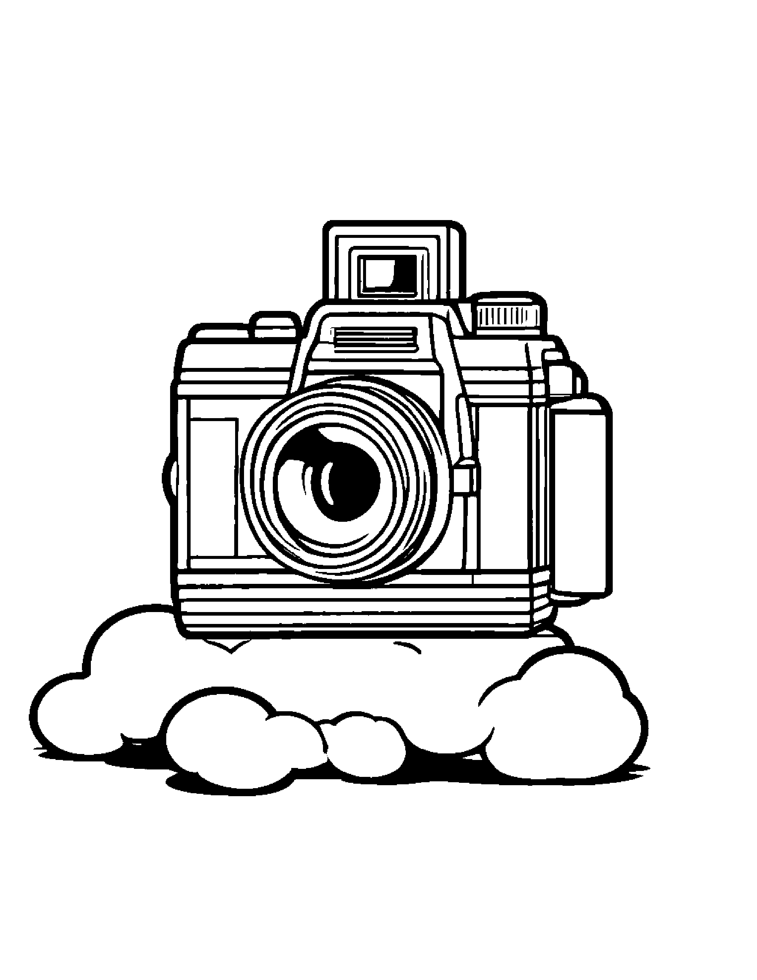 Camera Toy Stacking Blocks On A Fluffy Cloud #4 Coloring Page (Free Printable PDF)