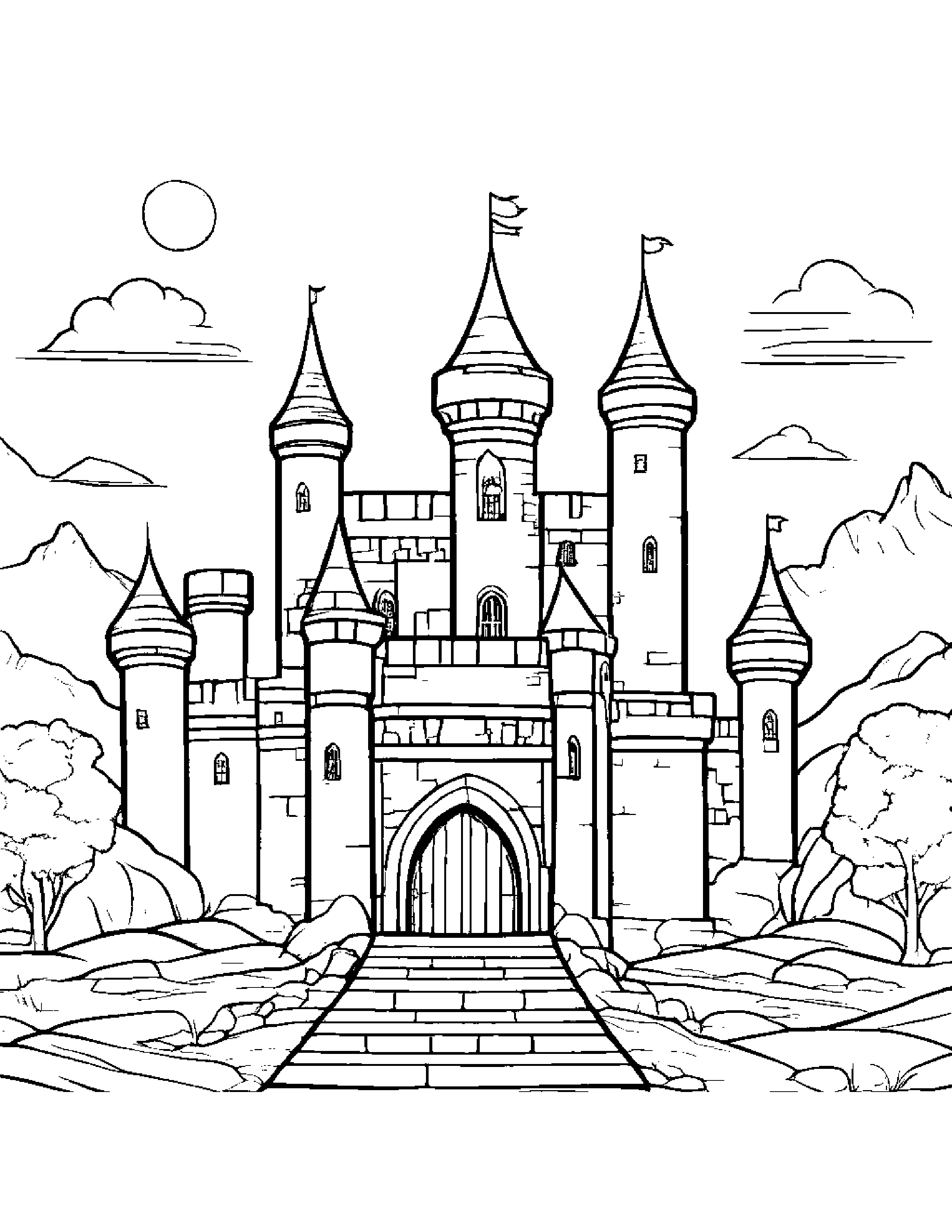Castle Block Reading A Storybook #2 Coloring Page (Free Printable PDF)