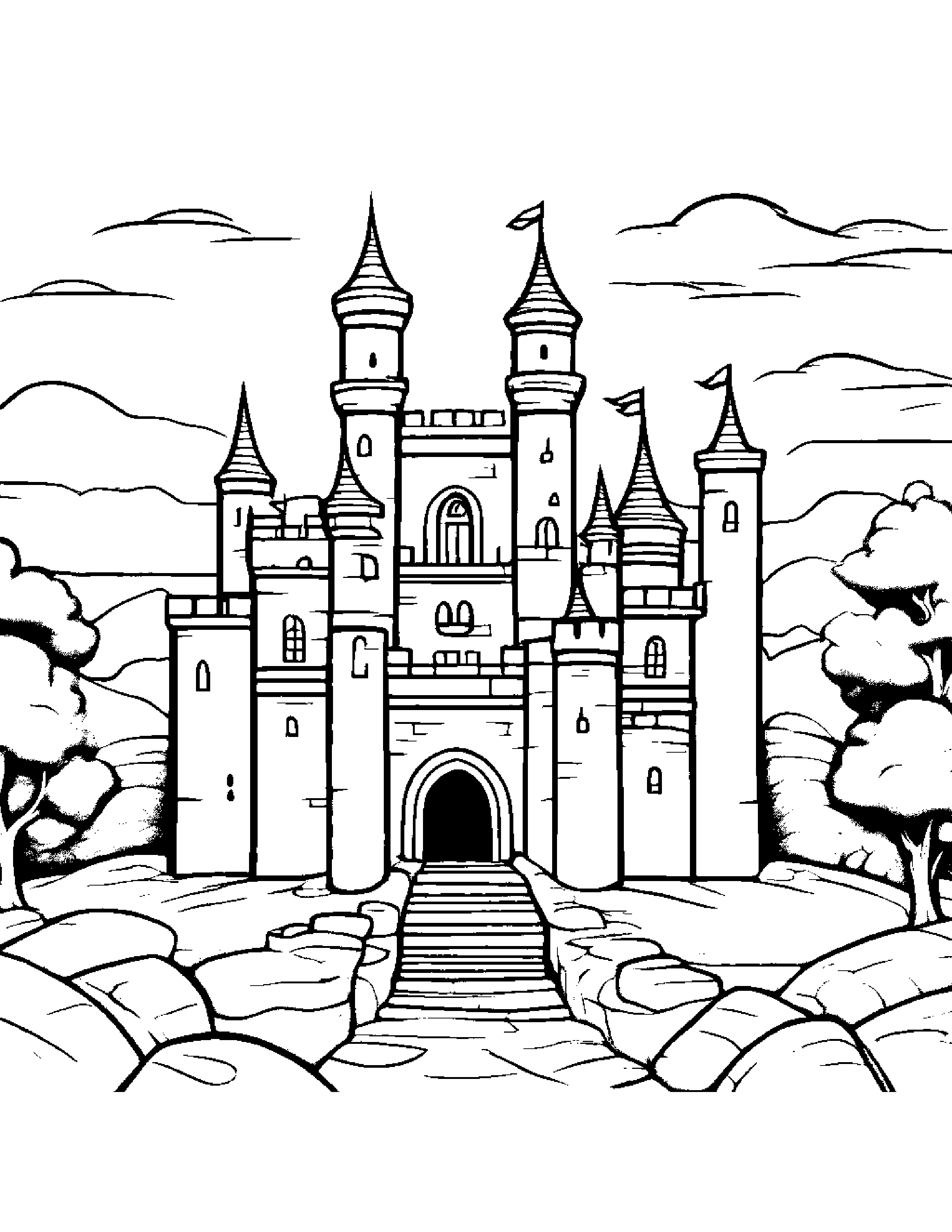 Castle Block Reading A Storybook #3 Coloring Page (Free Printable PDF)