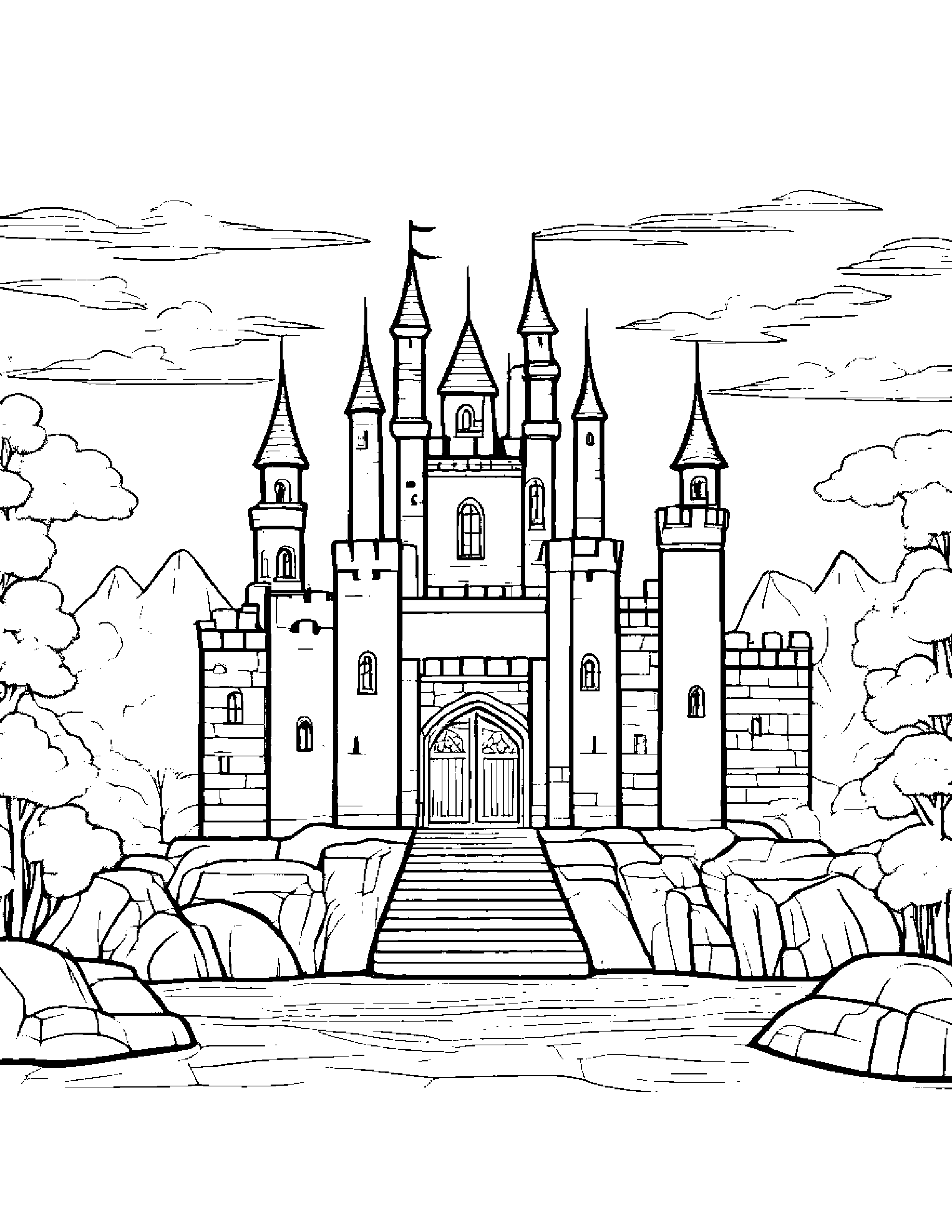 Castle Block Reading A Storybook Coloring Page (Free Printable PDF)