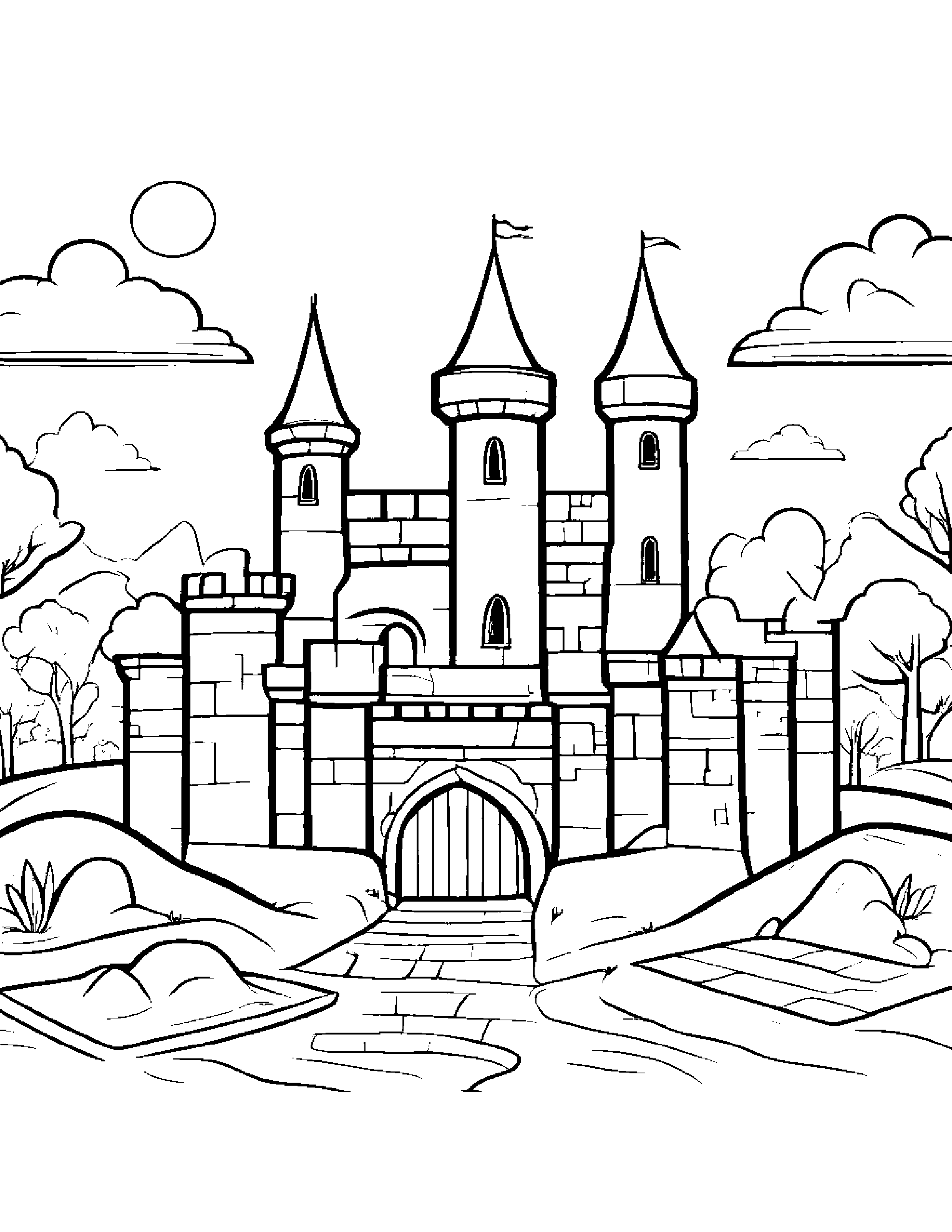 Castle Block Sharing Beside A Sandbox #2 Coloring Page (Free Printable PDF)