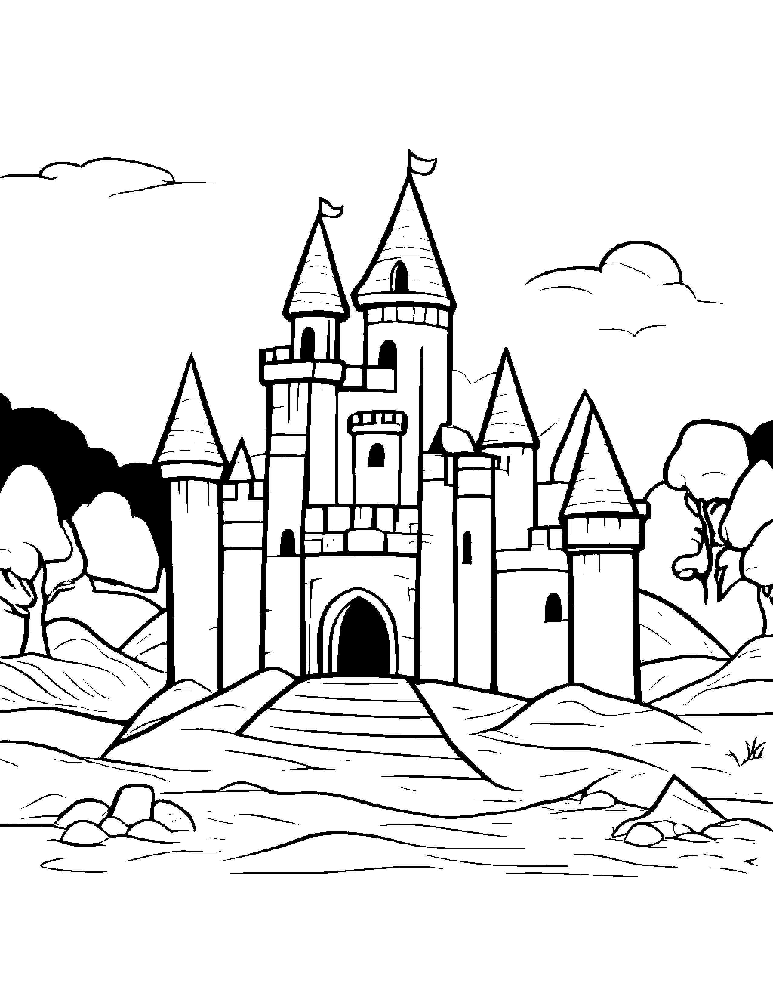 Castle Block Sharing Beside A Sandbox #3 Coloring Page (Free Printable PDF)