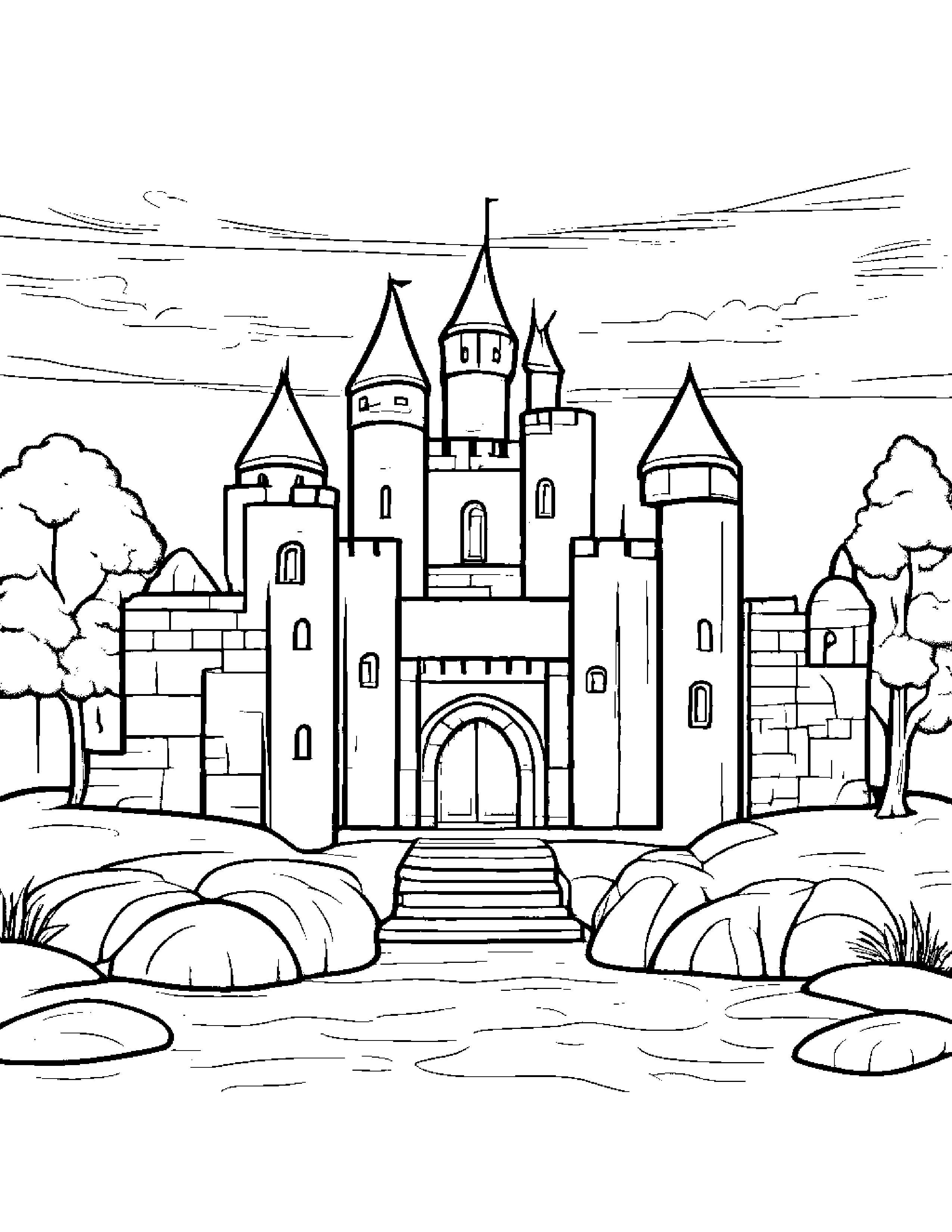 Castle Block Sharing Beside A Sandbox Coloring Page (Free Printable PDF)