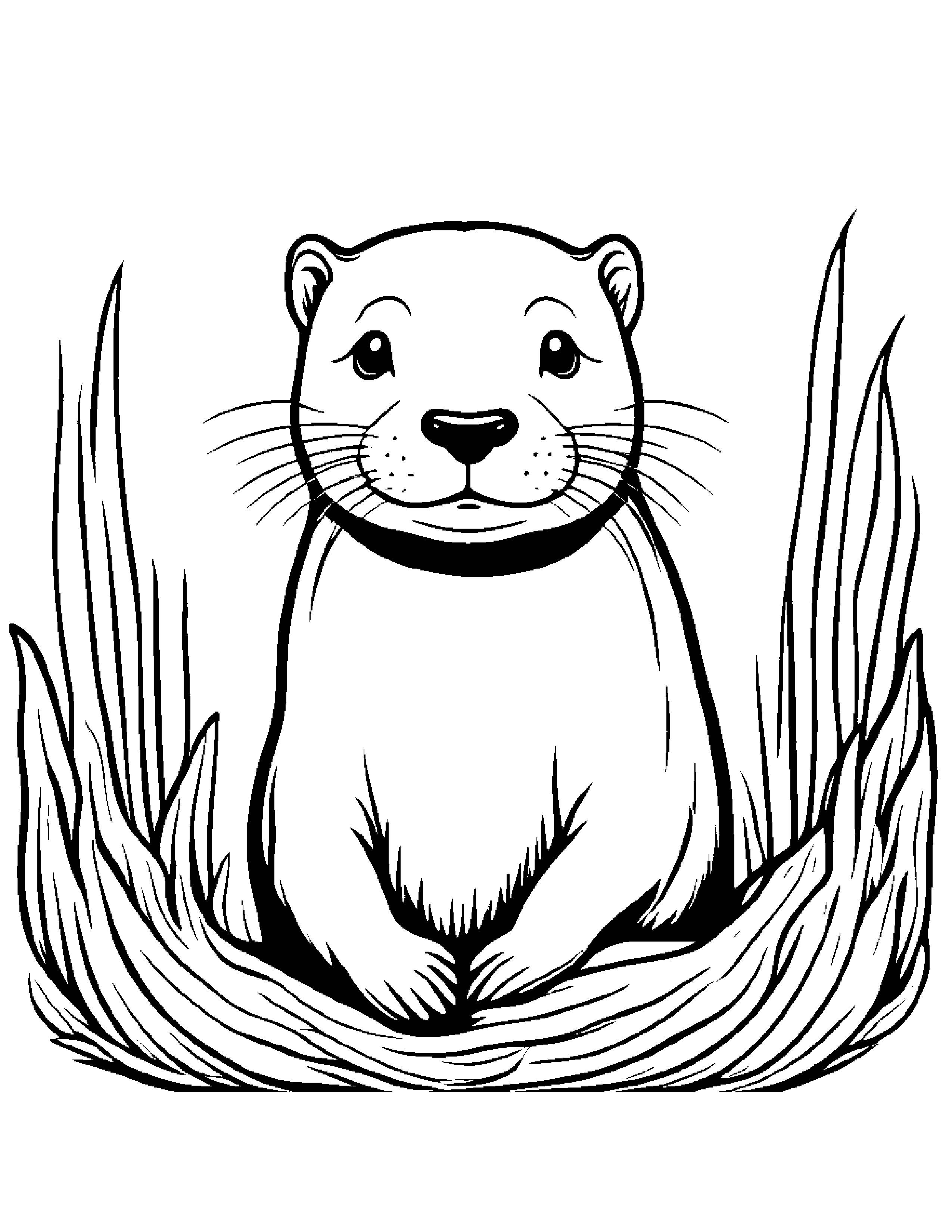 Cheerful Otter #2 Coloring Page (Free Printable PDF)