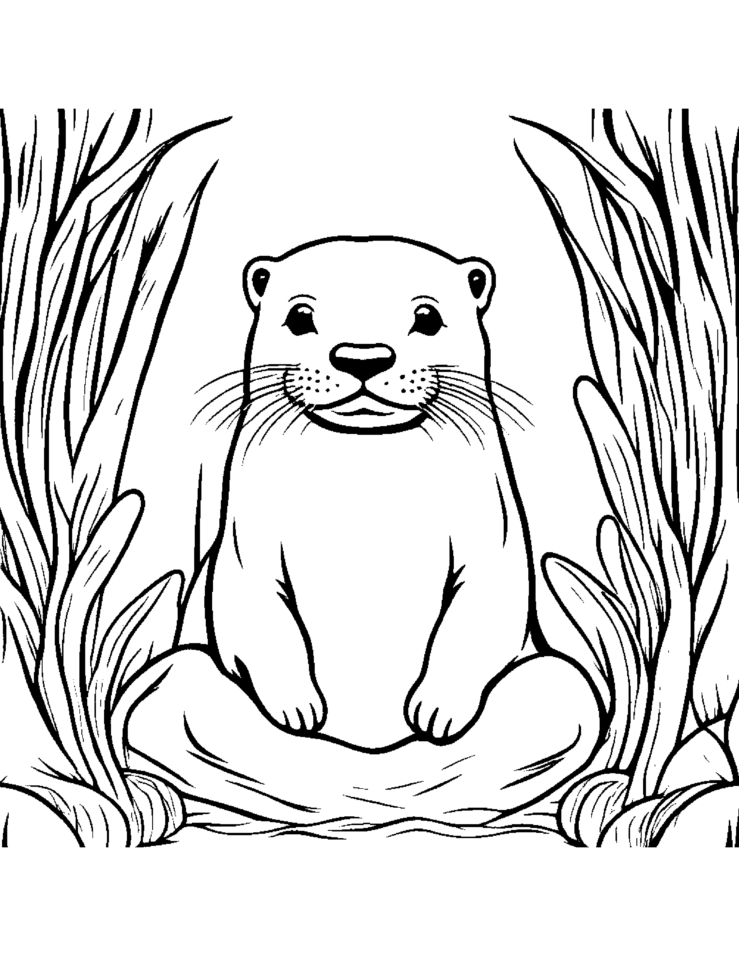 Cheerful Otter #3 Coloring Page (Free Printable PDF)