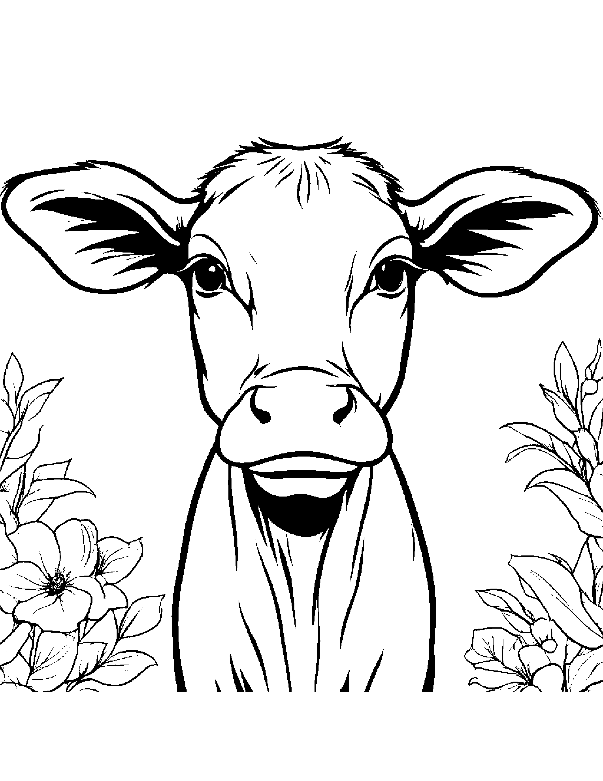 Friendly Calf Sharing #4 Coloring Page (Free Printable PDF)