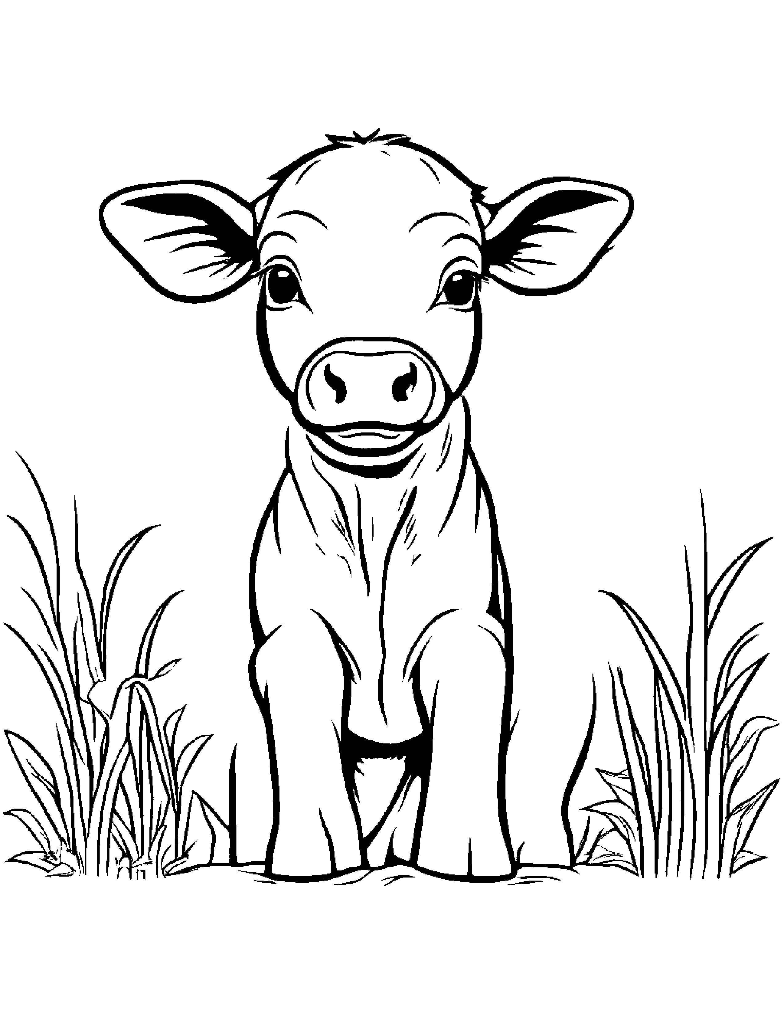 Friendly Calf Sharing Coloring Page (Free Printable PDF)